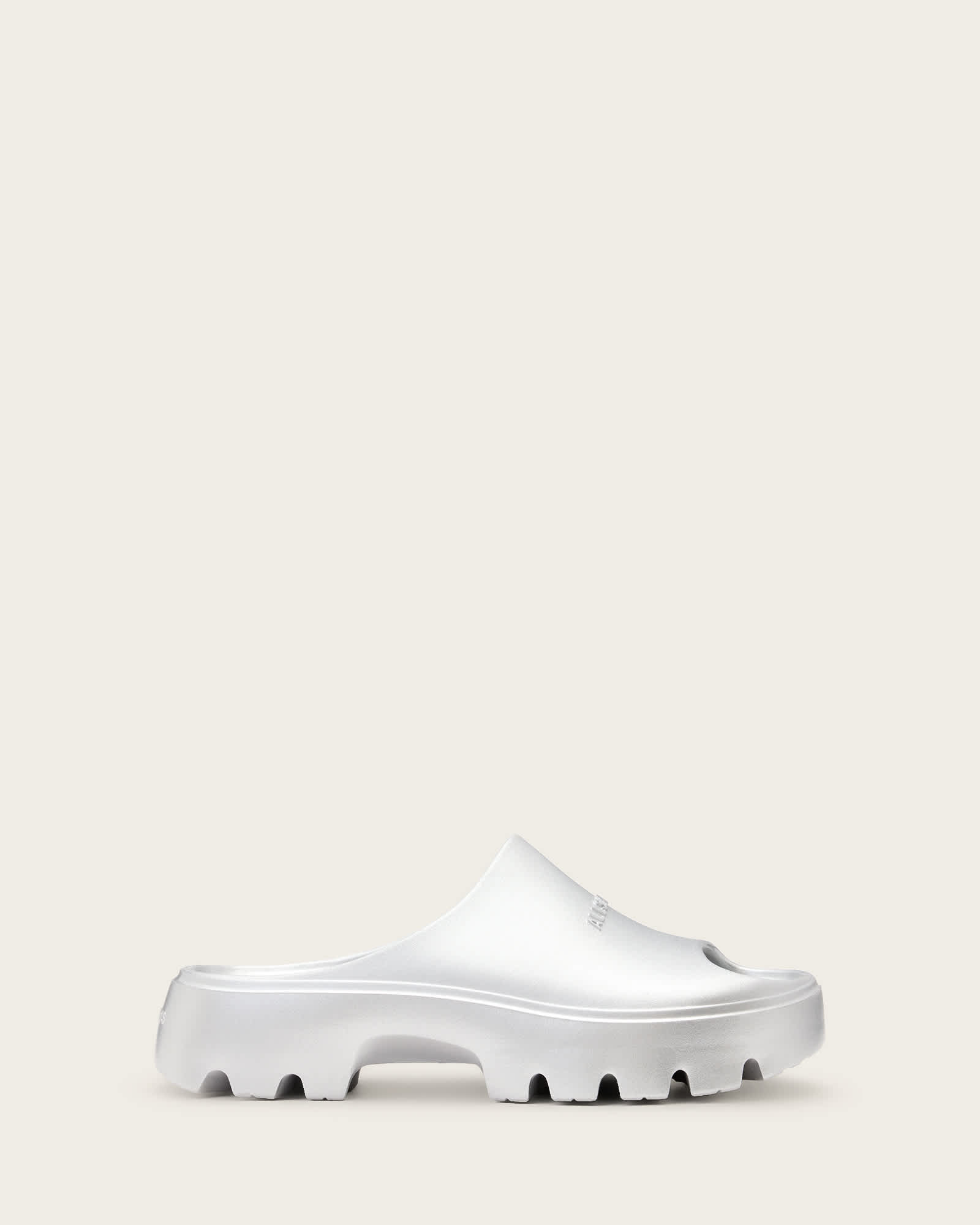 AllSaints Eclipse Flatform Logo Sliders,, Silver