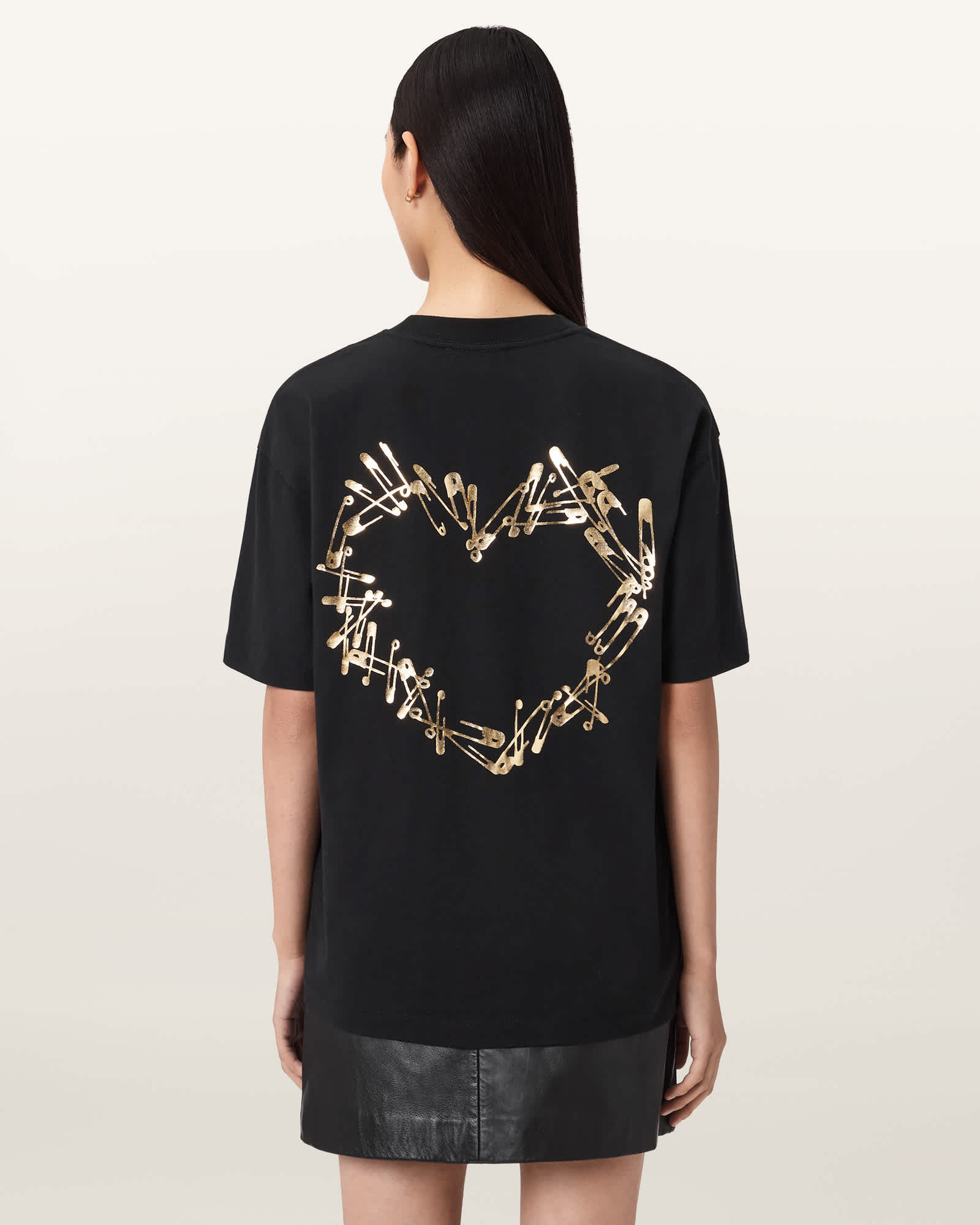 Allsaints Women's Gold Cora Etta Oversized T-Shirt - Size  Xs