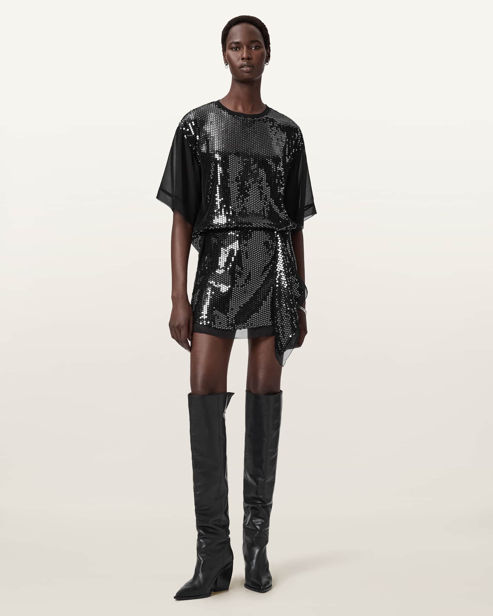 AllSaints Polyester Fonsie Embellished Short Skirt, Size: UK 8/US 4
