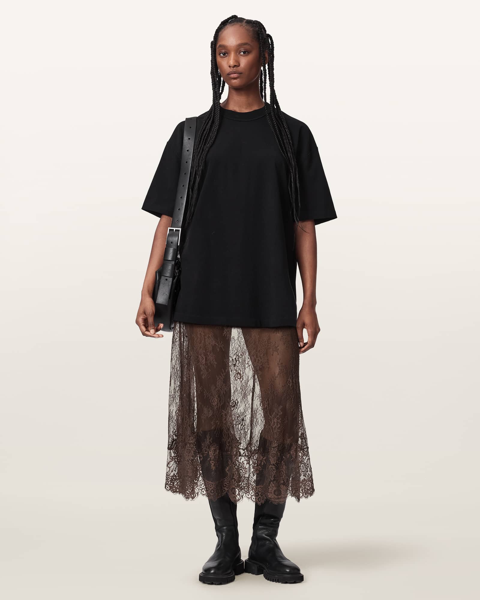 AllSaints Polyamide Arran Lace Ankle Length Skirt, Size: UK 6/US 2