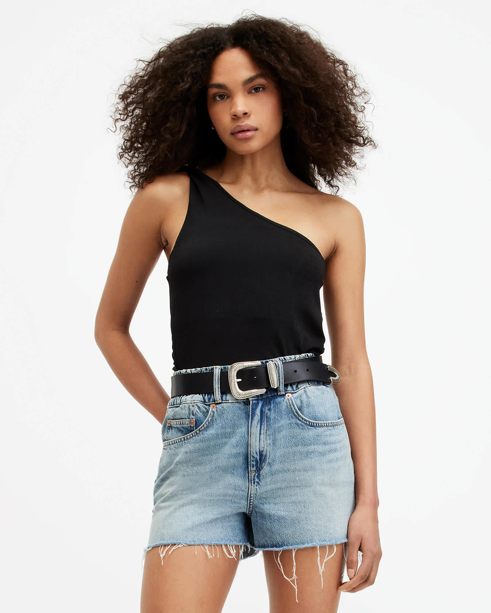 Allsaints Women's Echo Slim Fit Asymmetric Top - Size  16