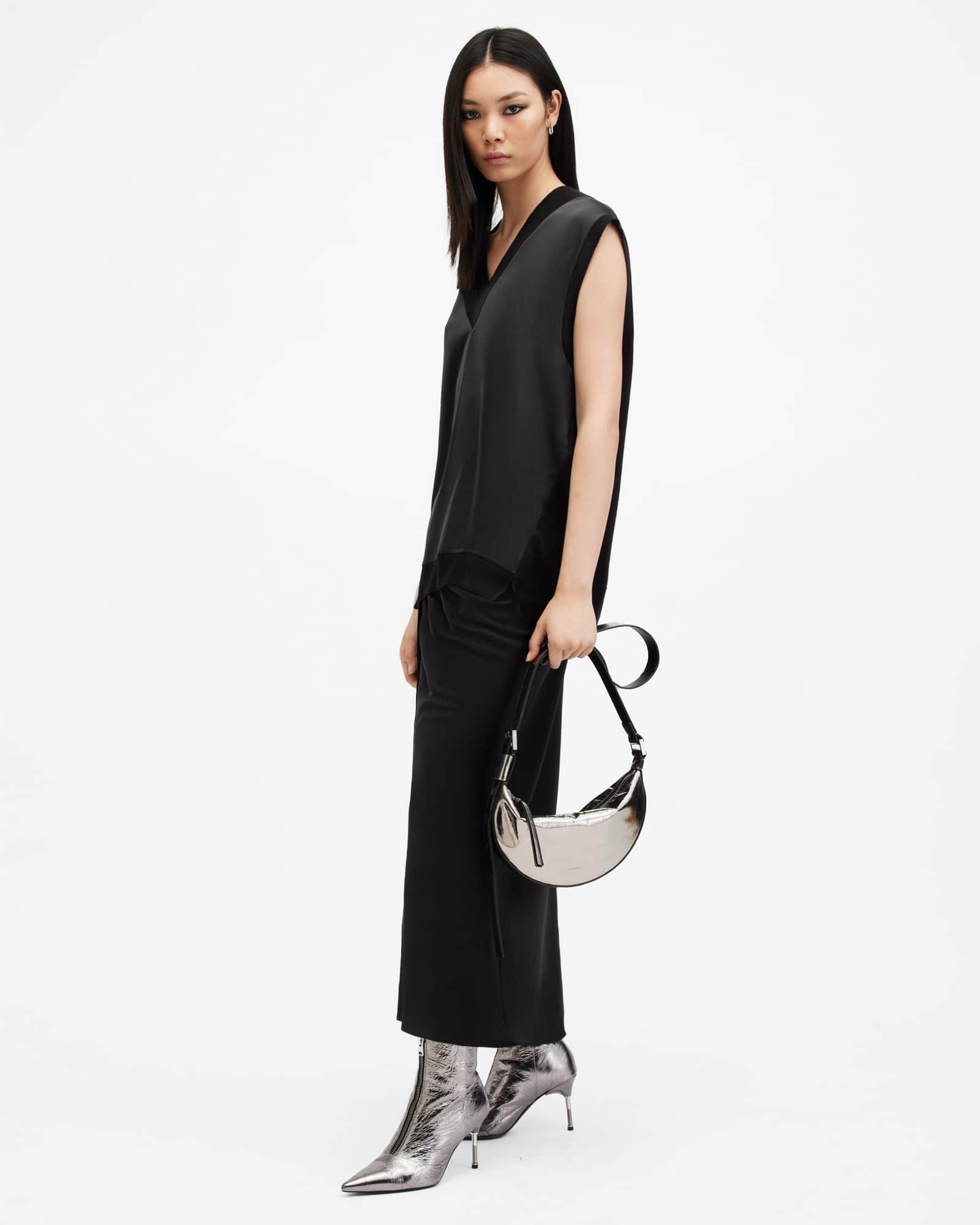 Allsaints Women's Bern Merino Wool V-Neck Tank Top - Size  S