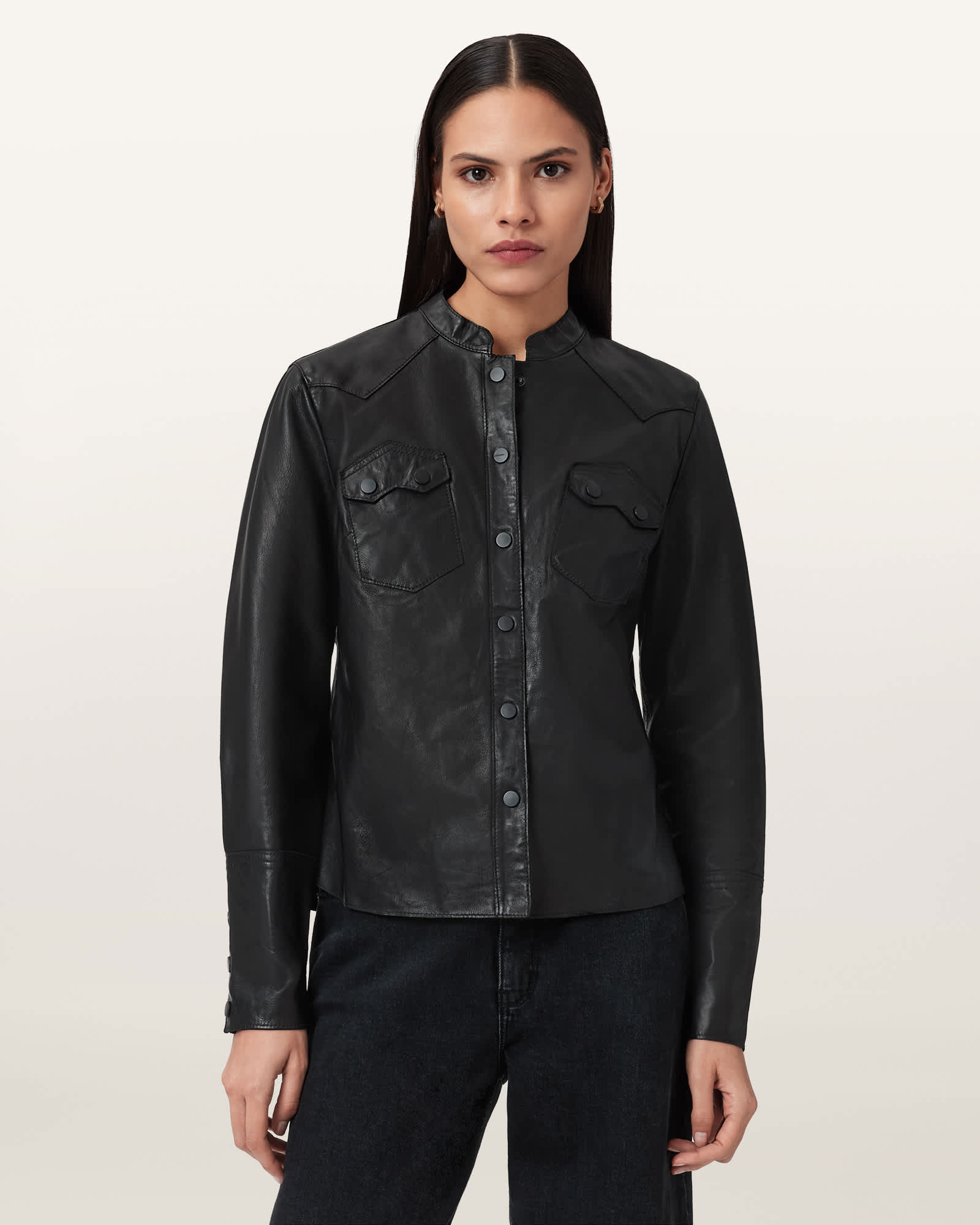 Allsaints Women's Rock Leather Shirt - Size  10