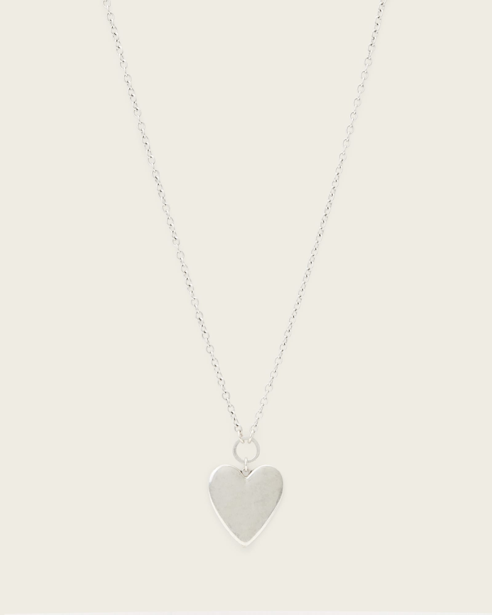 AllSaints Lia Large Heart Necklace,, Warm Silver