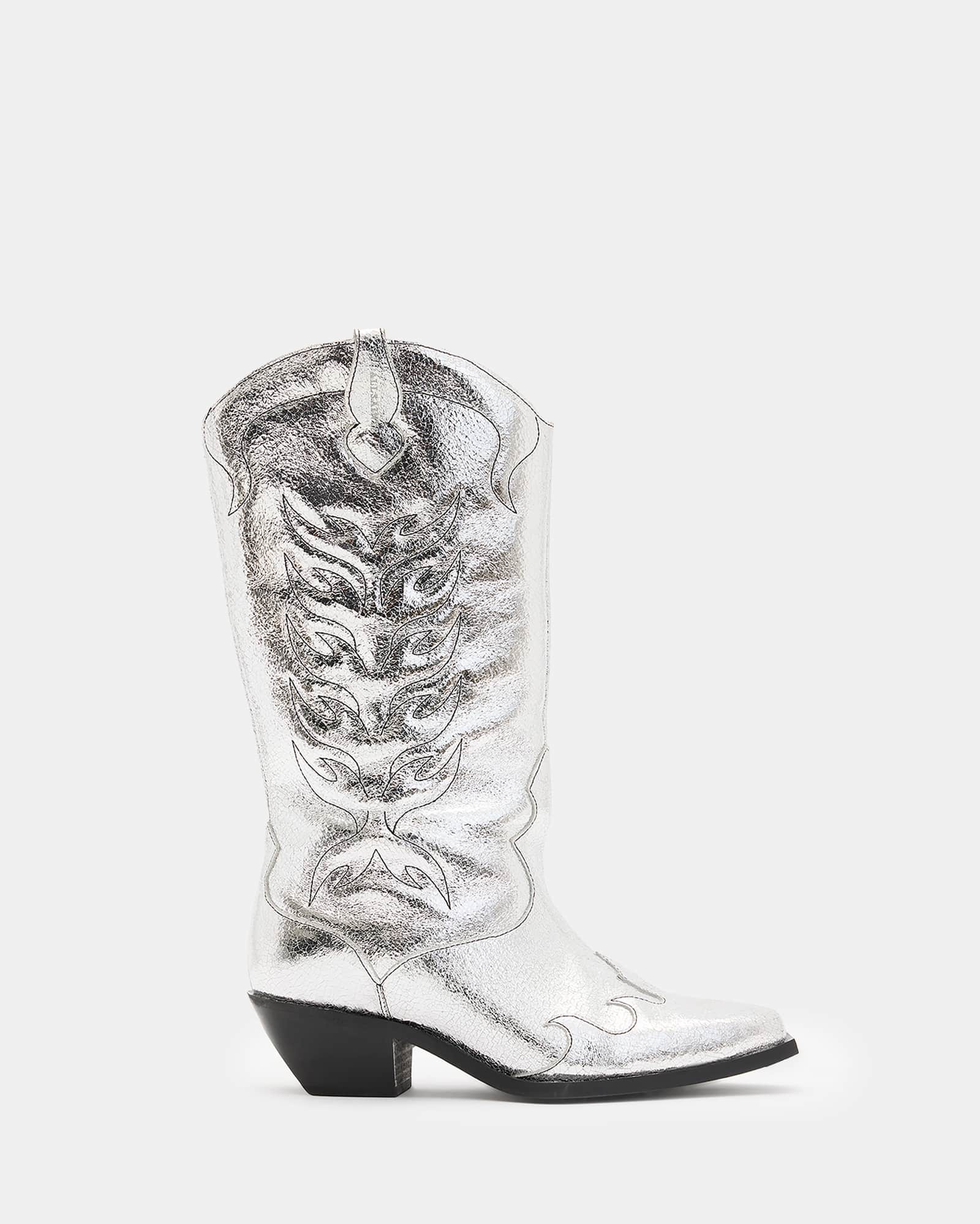 Allsaints Women's Dolly Metallic Leather Western Boots - Size  3