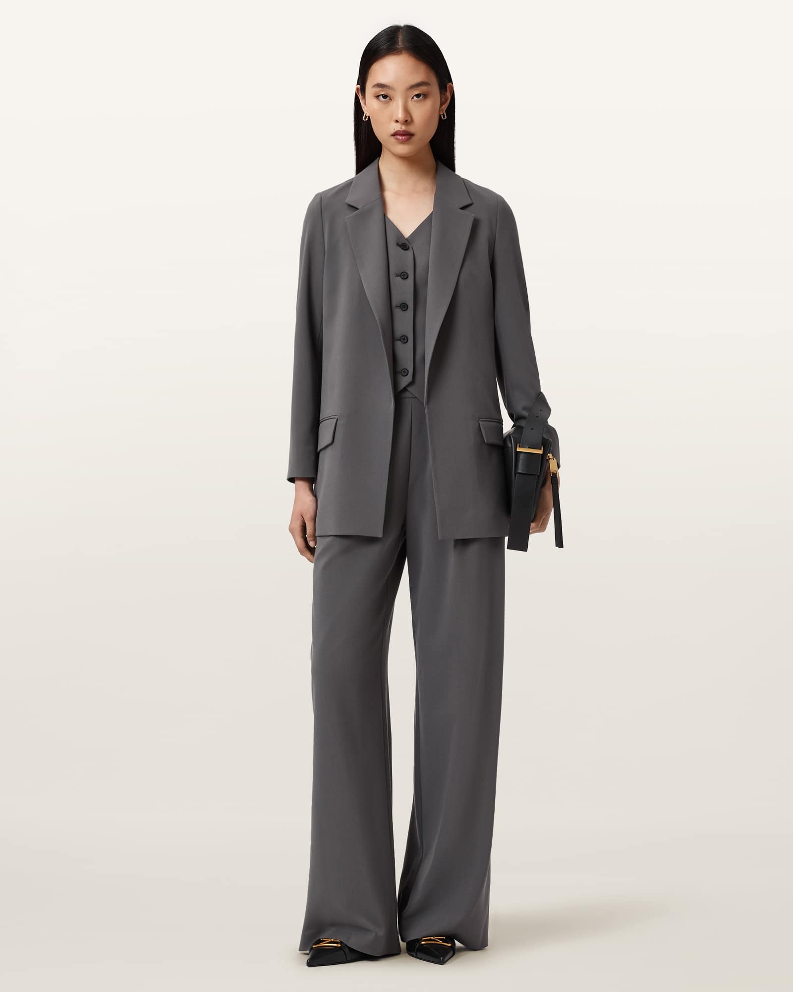 Allsaints Women's Aleida Lightweight Wide-Leg Trousers - Size  14