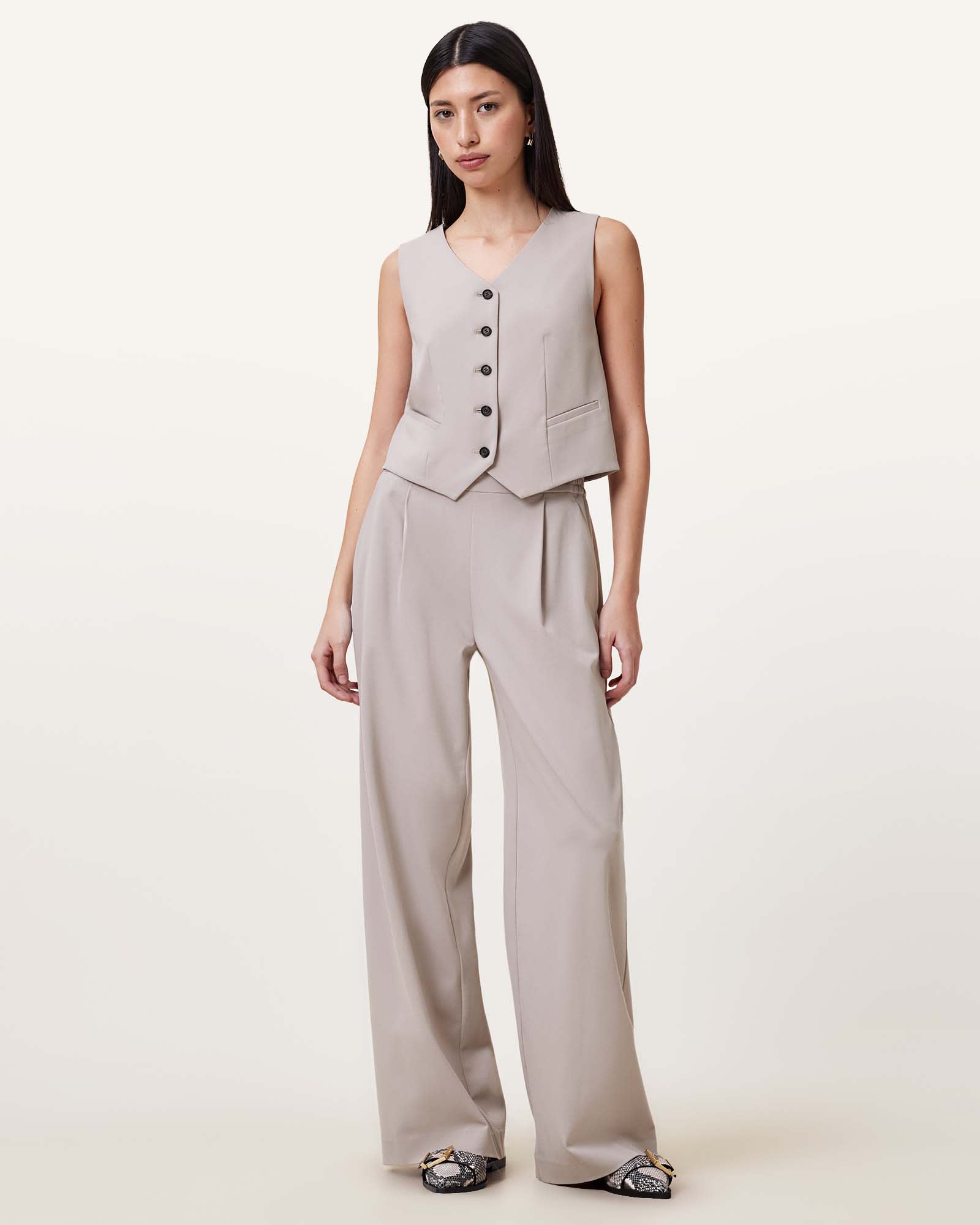 Allsaints Women's Aleida Lightweight Wide Leg Trousers - Size  14