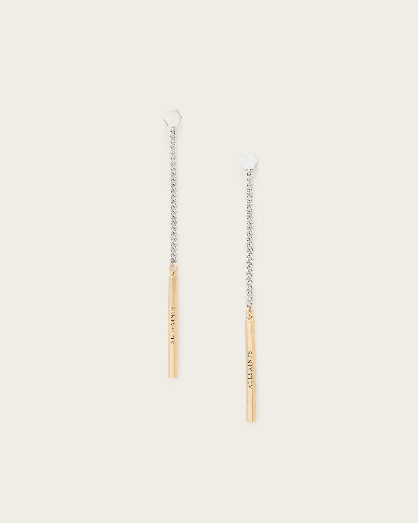 AllSaints Brass Maeve Linear Post Back Earrings, Size: One Size