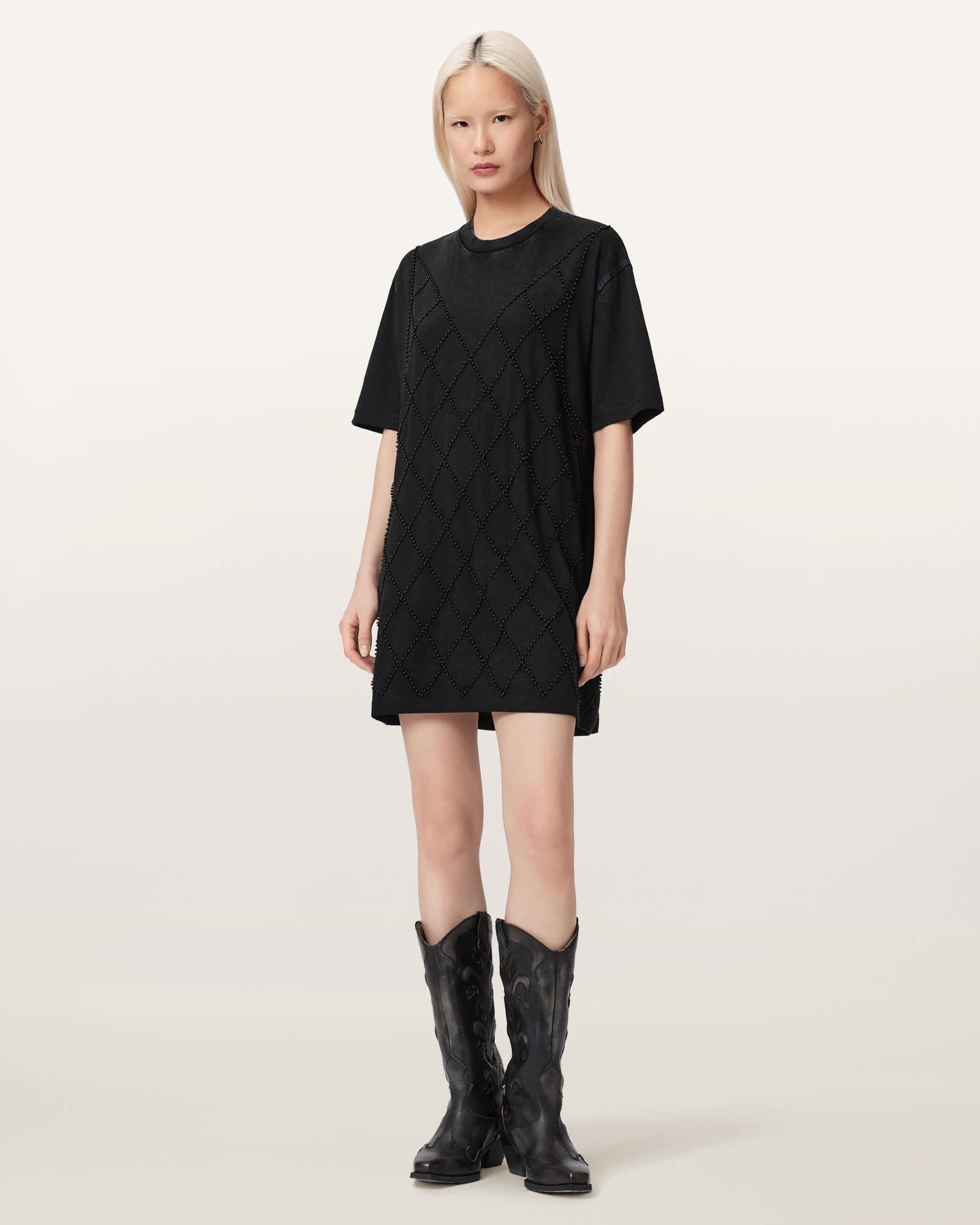 AllSaints Cotton Darcey Relaxed Fit Mini T-Shirt Dress, Size: S