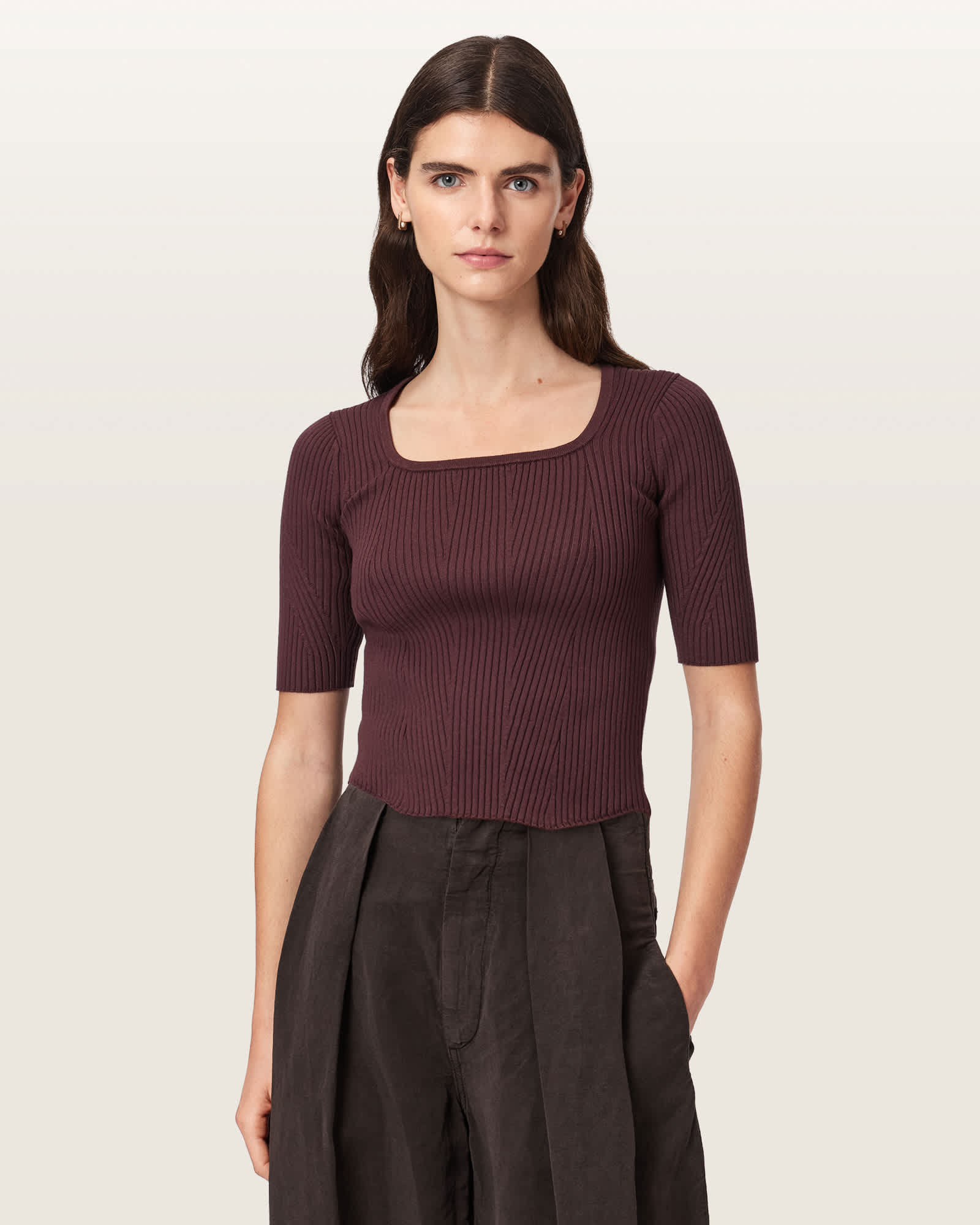 AllSaints Cruz Hally Ribbed Knit Top