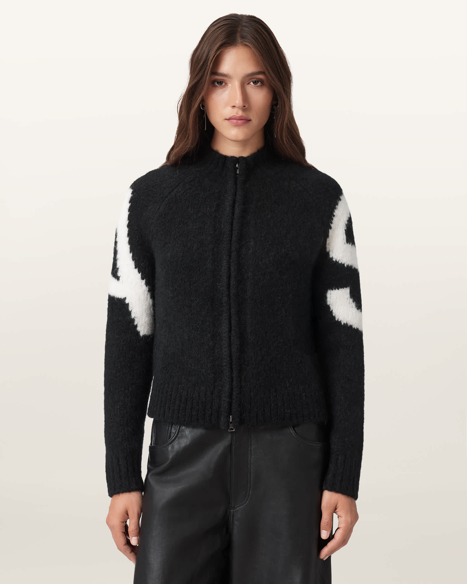 Allsaints Alpaca-blend Sylvie Cardigan In Black