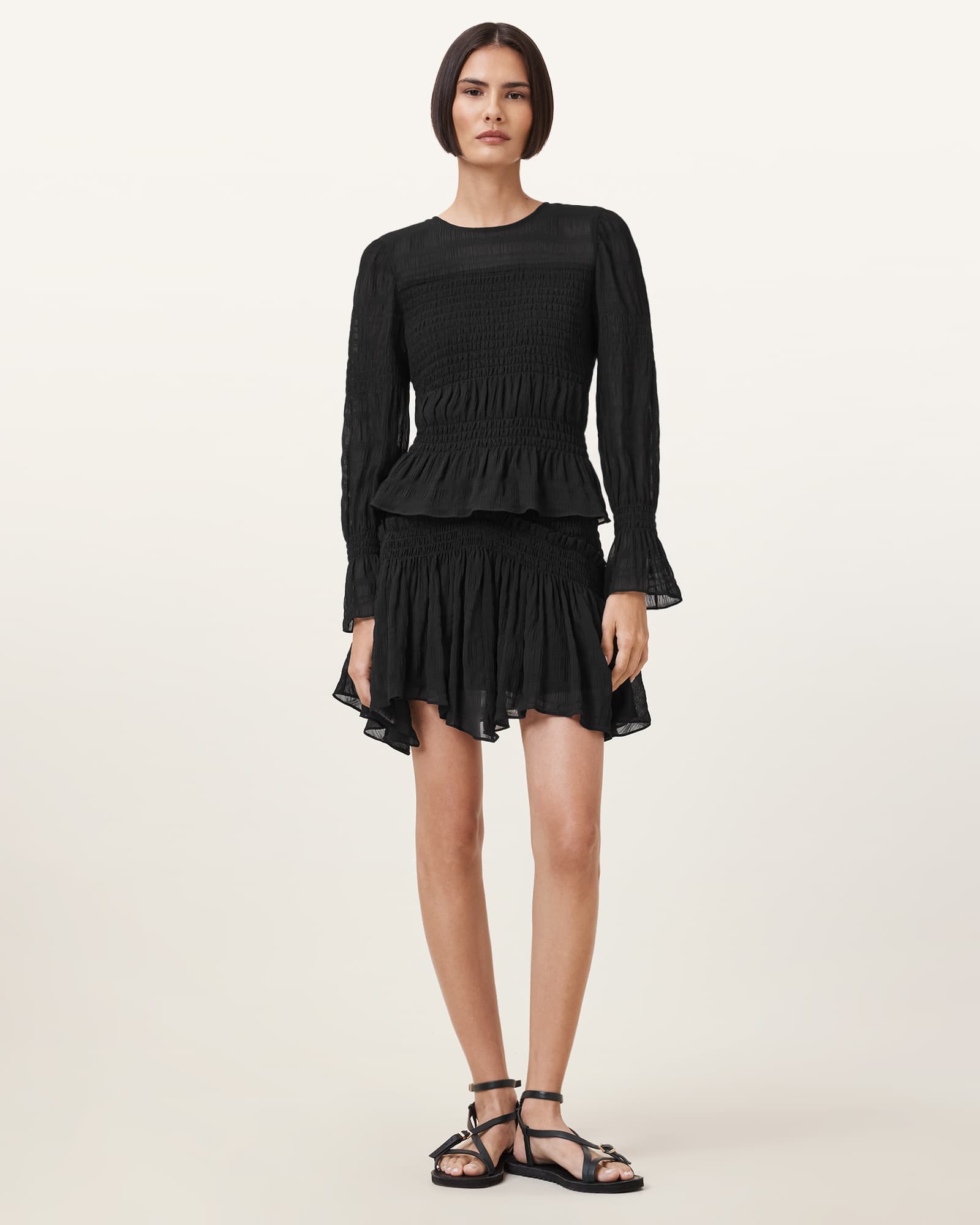AllSaints Pamela High-Rise Mini Skirt,, Black