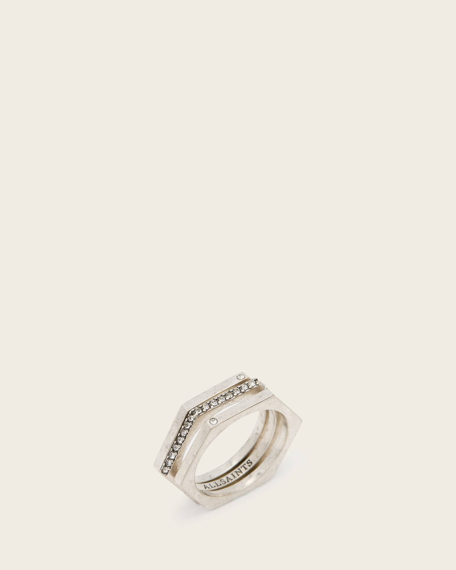 Allsaints Bex Ring Set In Metallic