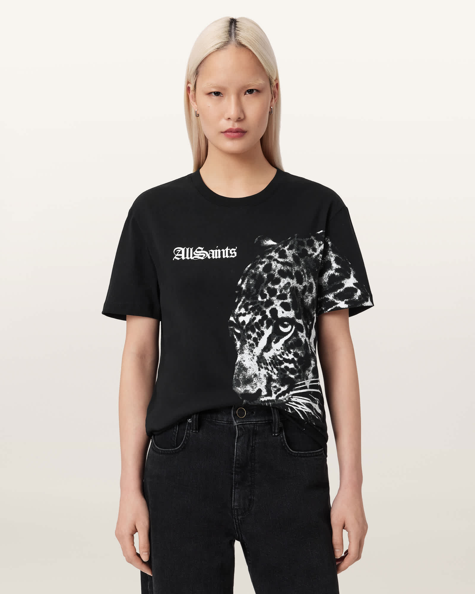 AllSaints Zaya Oversized Boyfriend T-Shirt,, Black