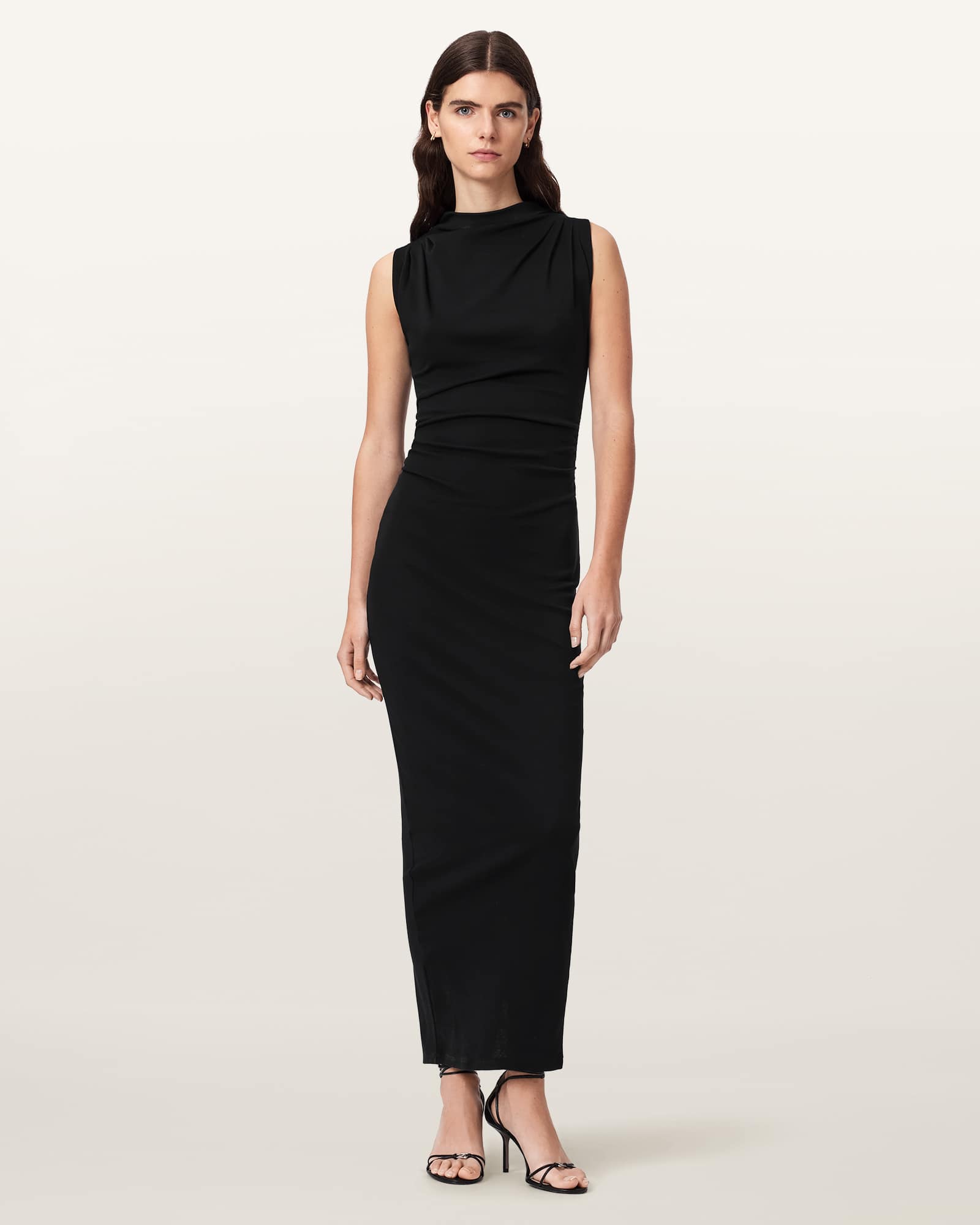 Allsaints Women's Black Katarina Cowl Neck Maxi Dress - Size  16
