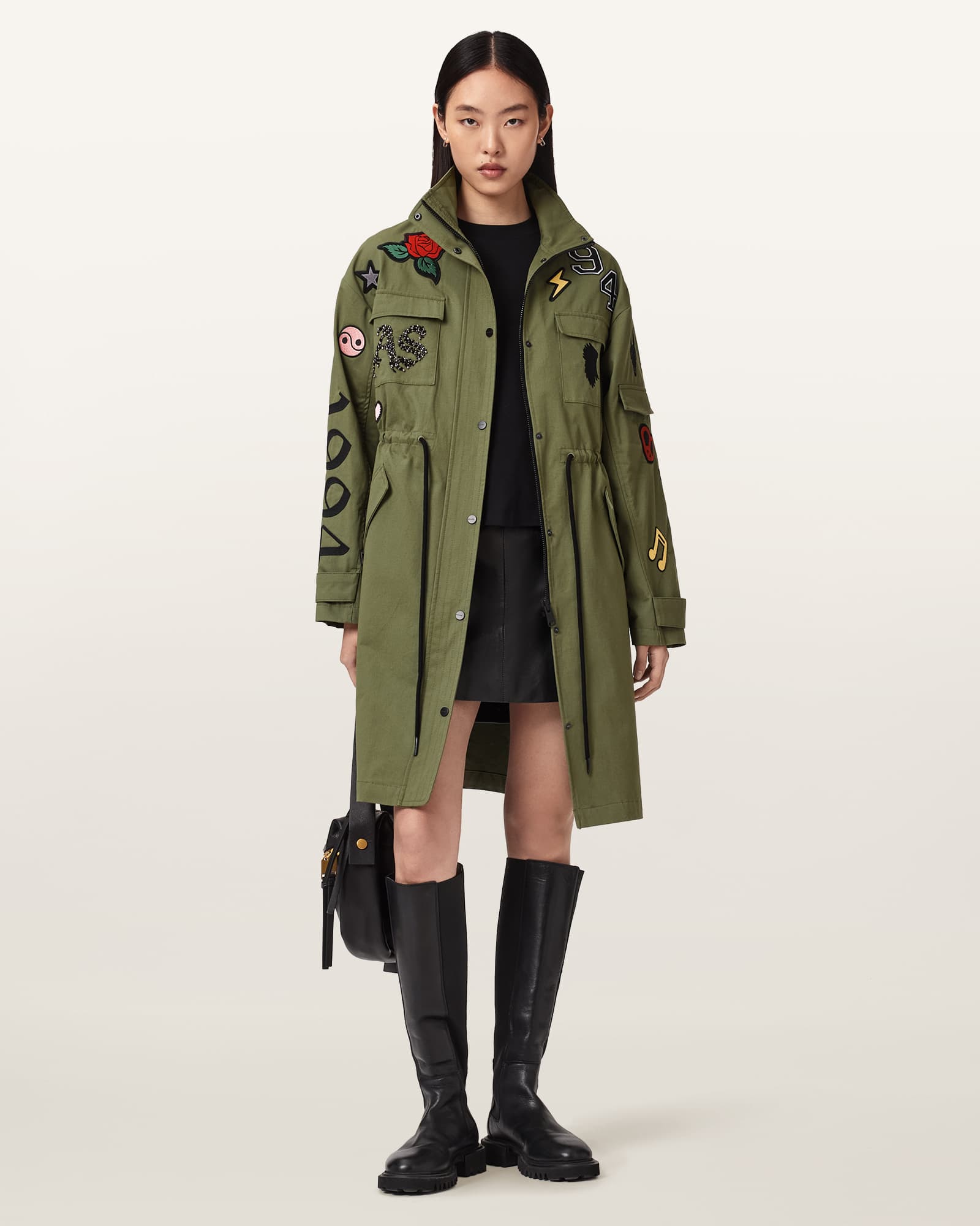 Allsaints Ariaa Parka Jacket In Green