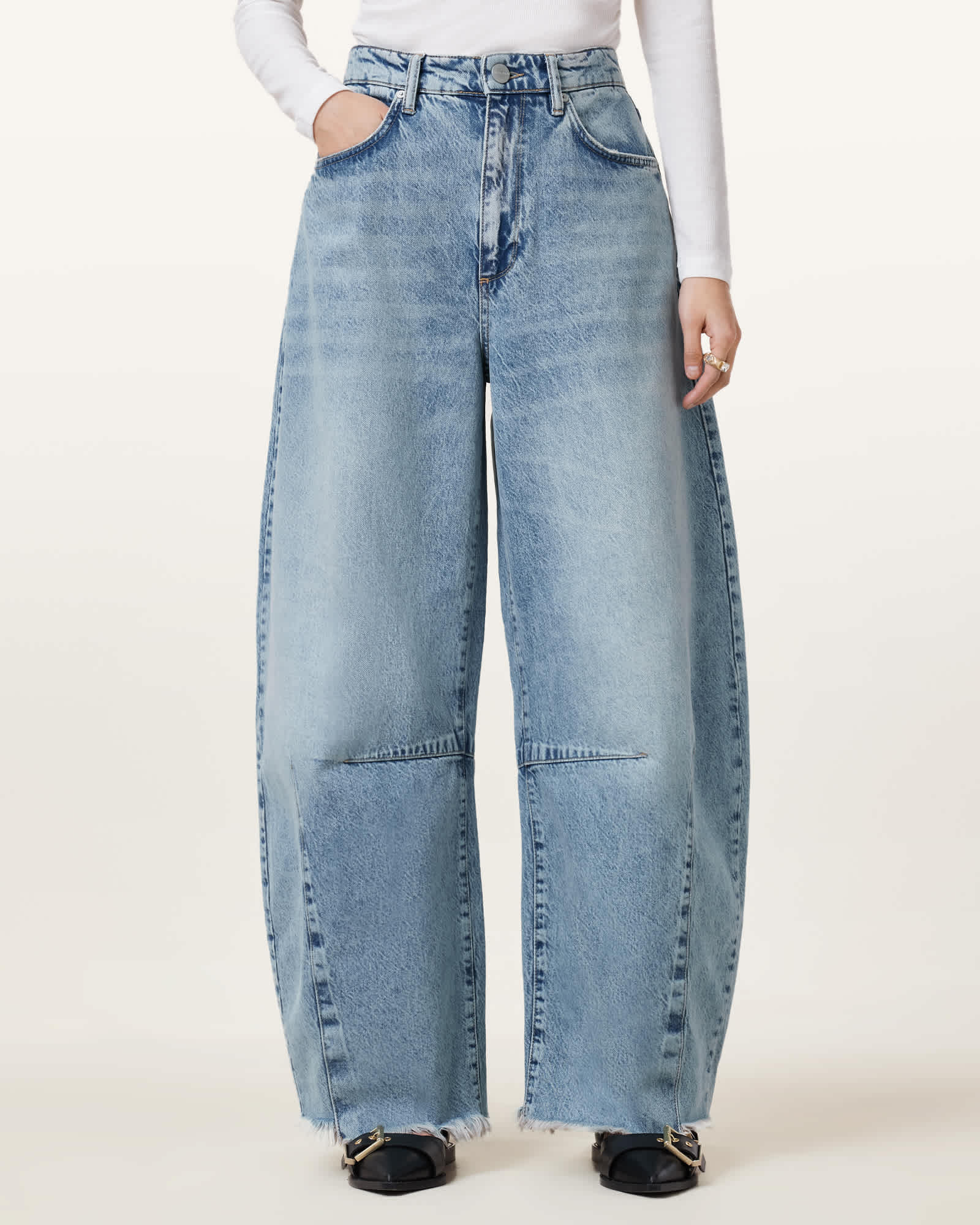 Allsaints Women's Jett Barrel Leg Denim Jeans - Size  31