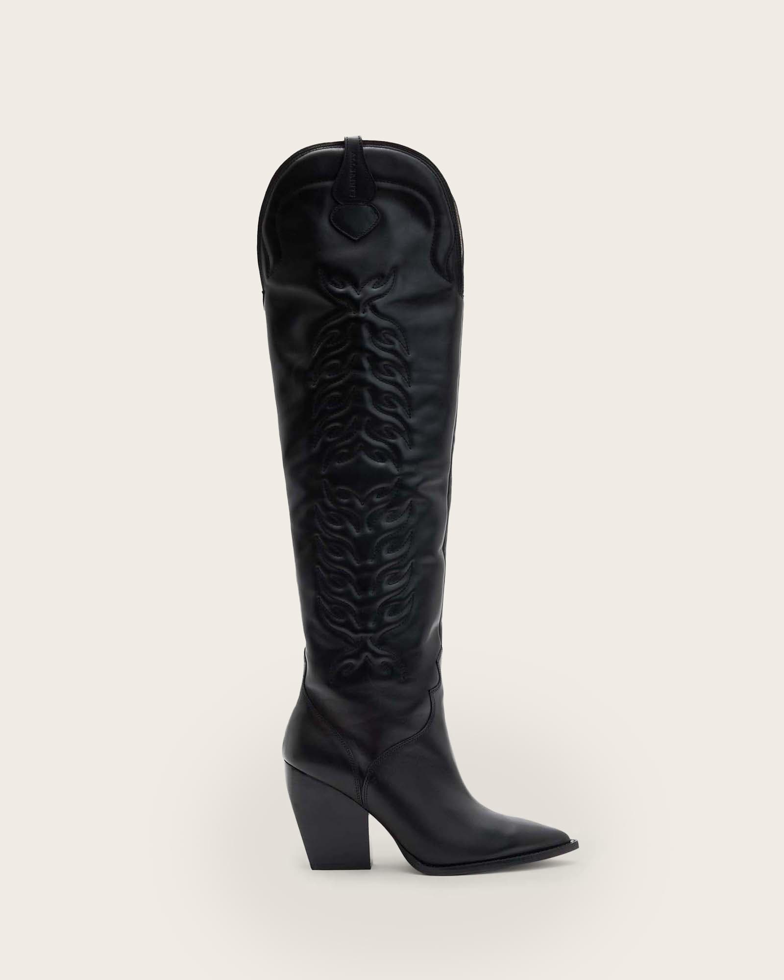 Allsaints Women's Roxanne Knee High Leather Boots - Size  3