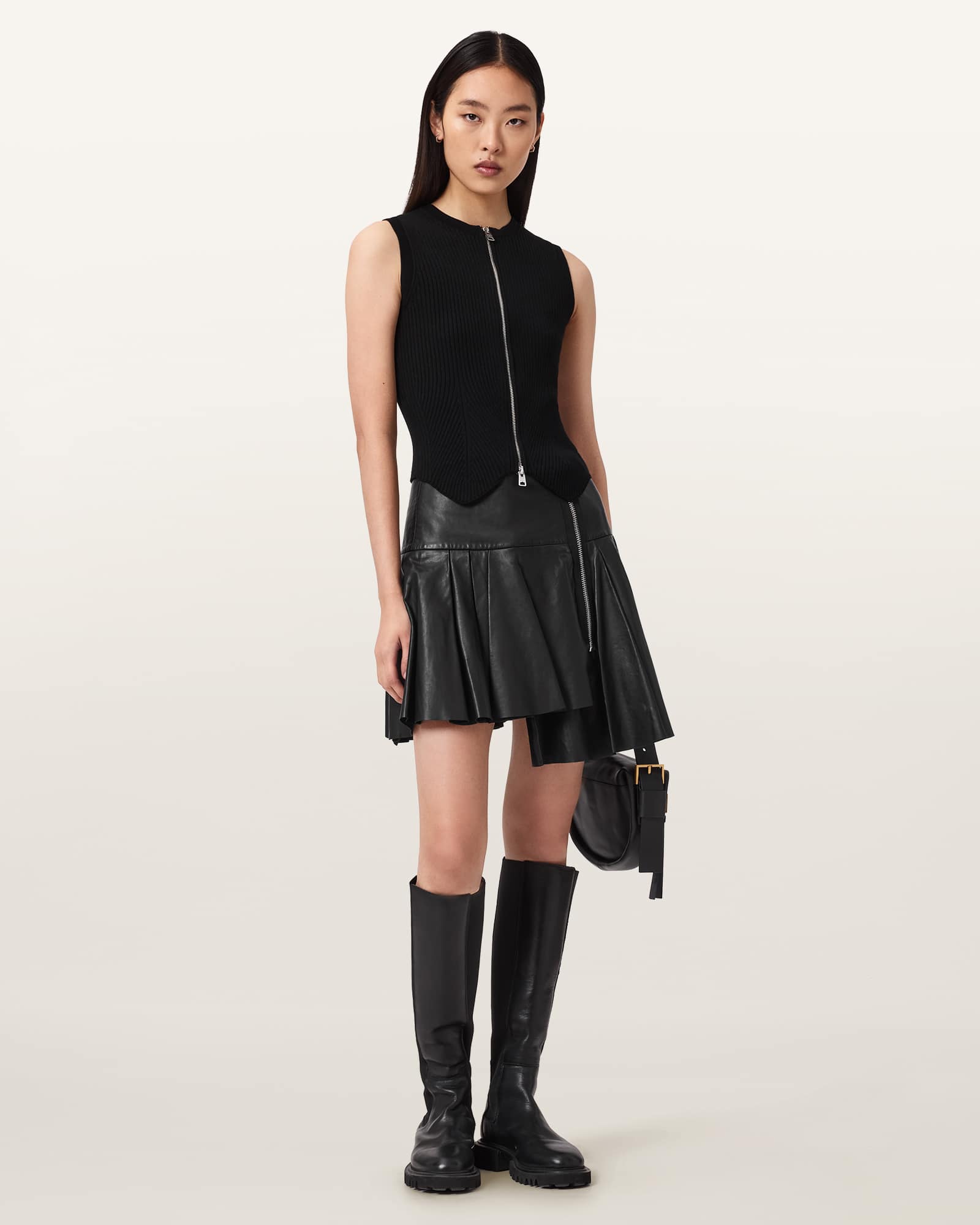 AllSaints Irina Leather Mini Skirt