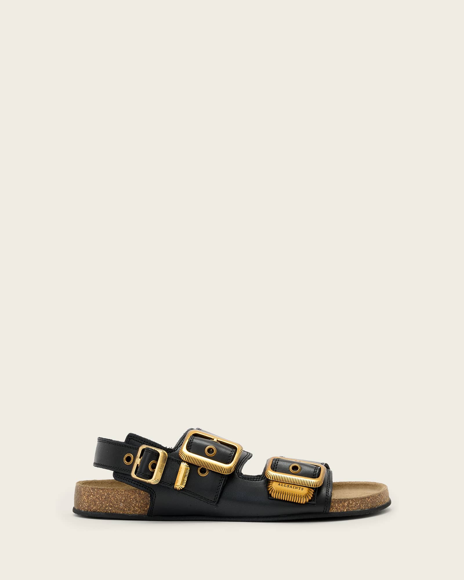 AllSaints Leather Staffa Leather Buckle Sandals, Size: UK 8/US 11/EU 41