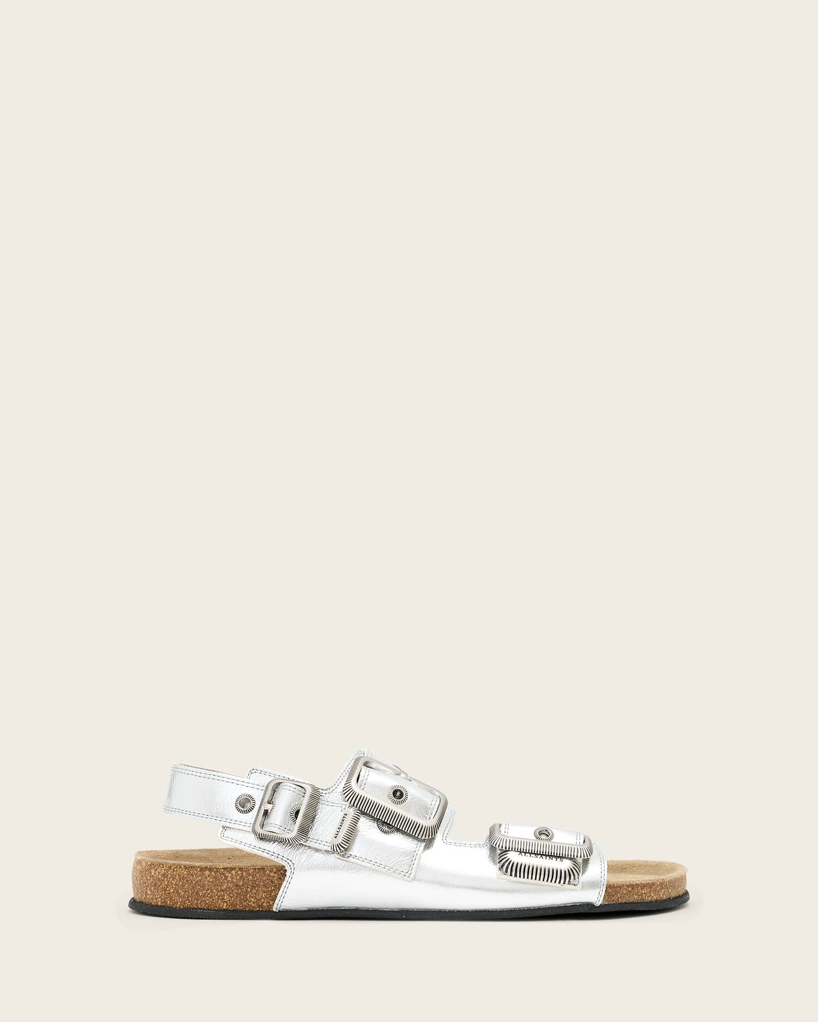 Allsaints Women's Shine Staffa Leather Buckle Sandals - Size  6