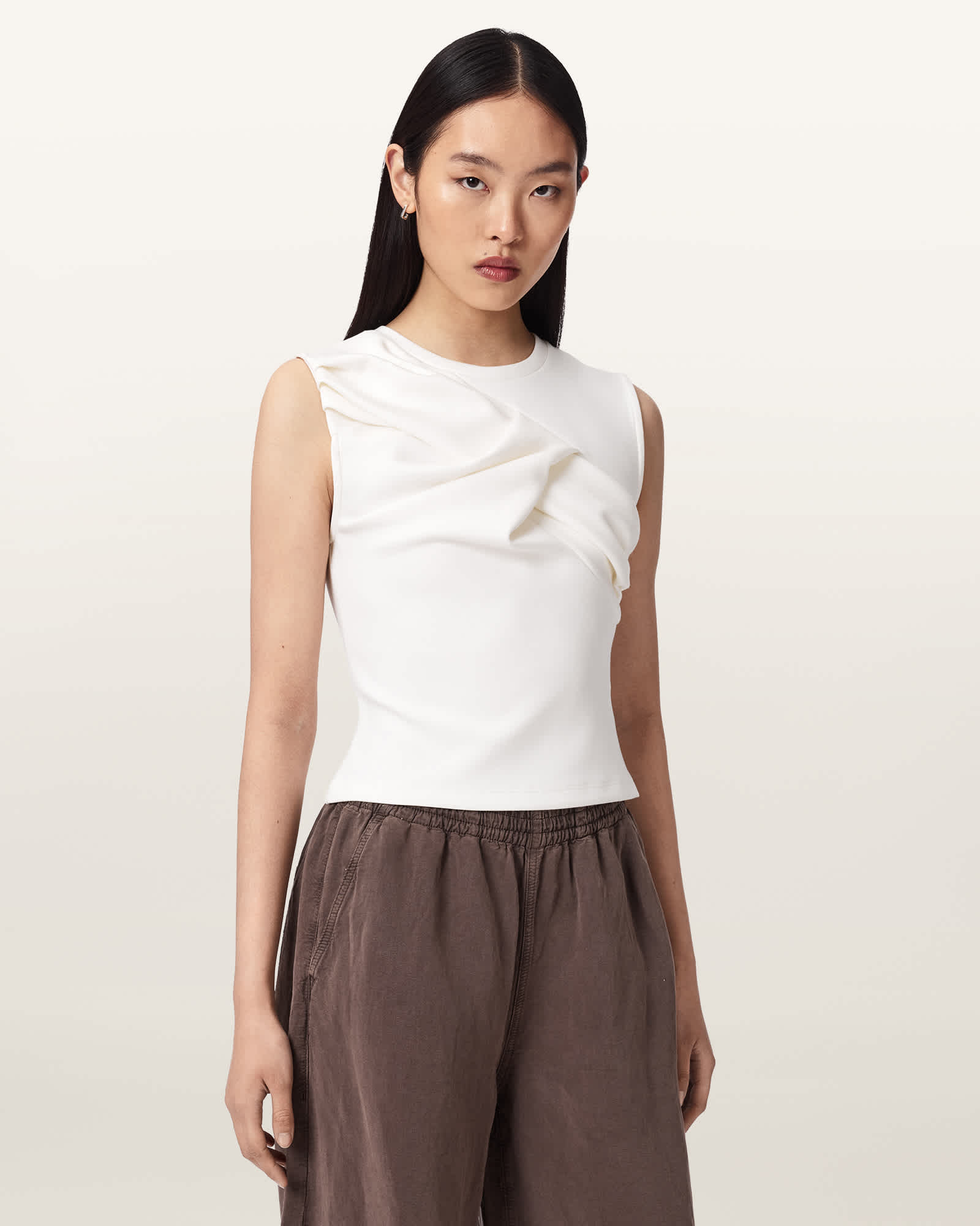AllSaints Viscose/Polyester Nella Slim Fit Sleeveless Tank Top, Size: M