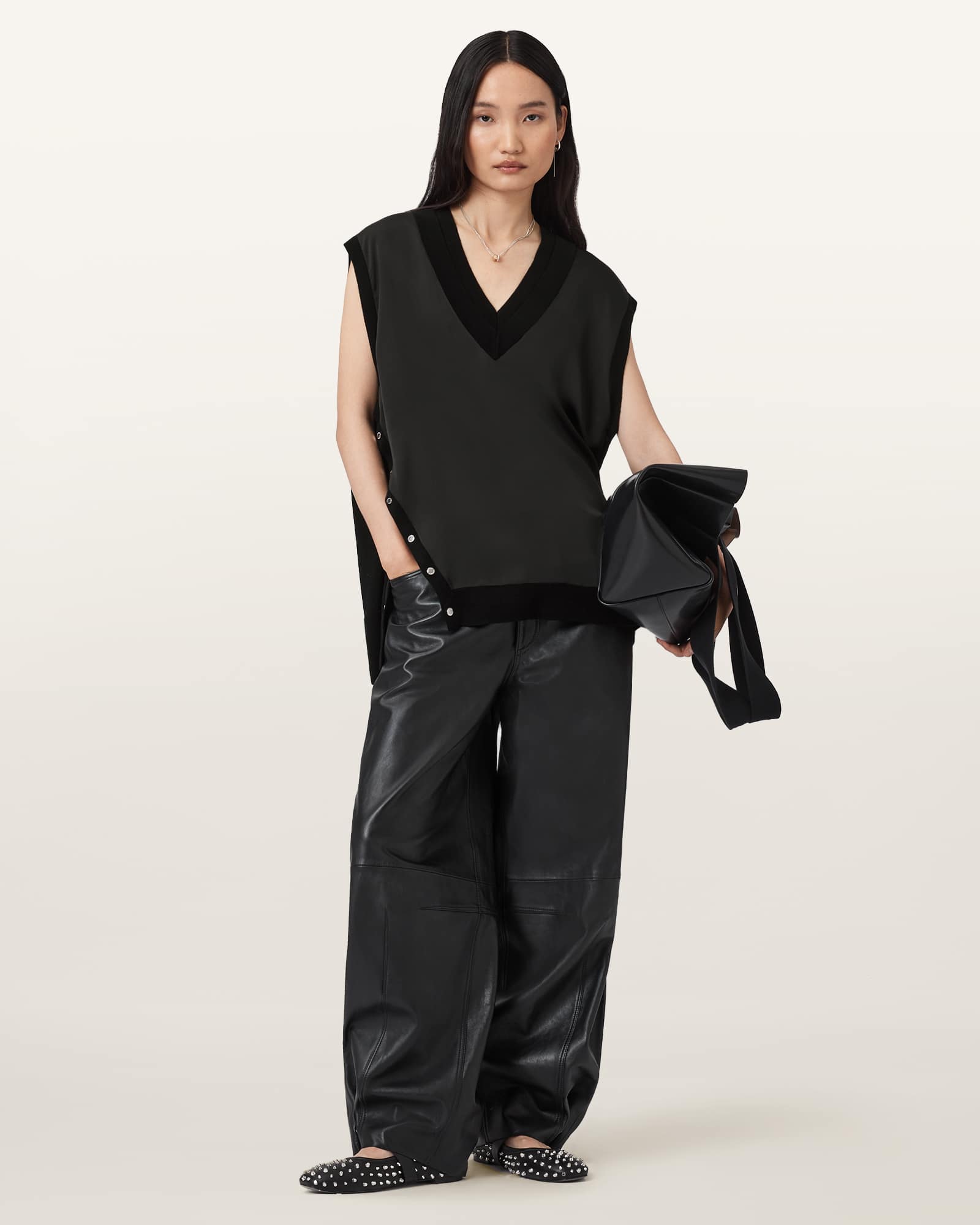 Allsaints Women's Bern Studded Wool Tank - Size  S