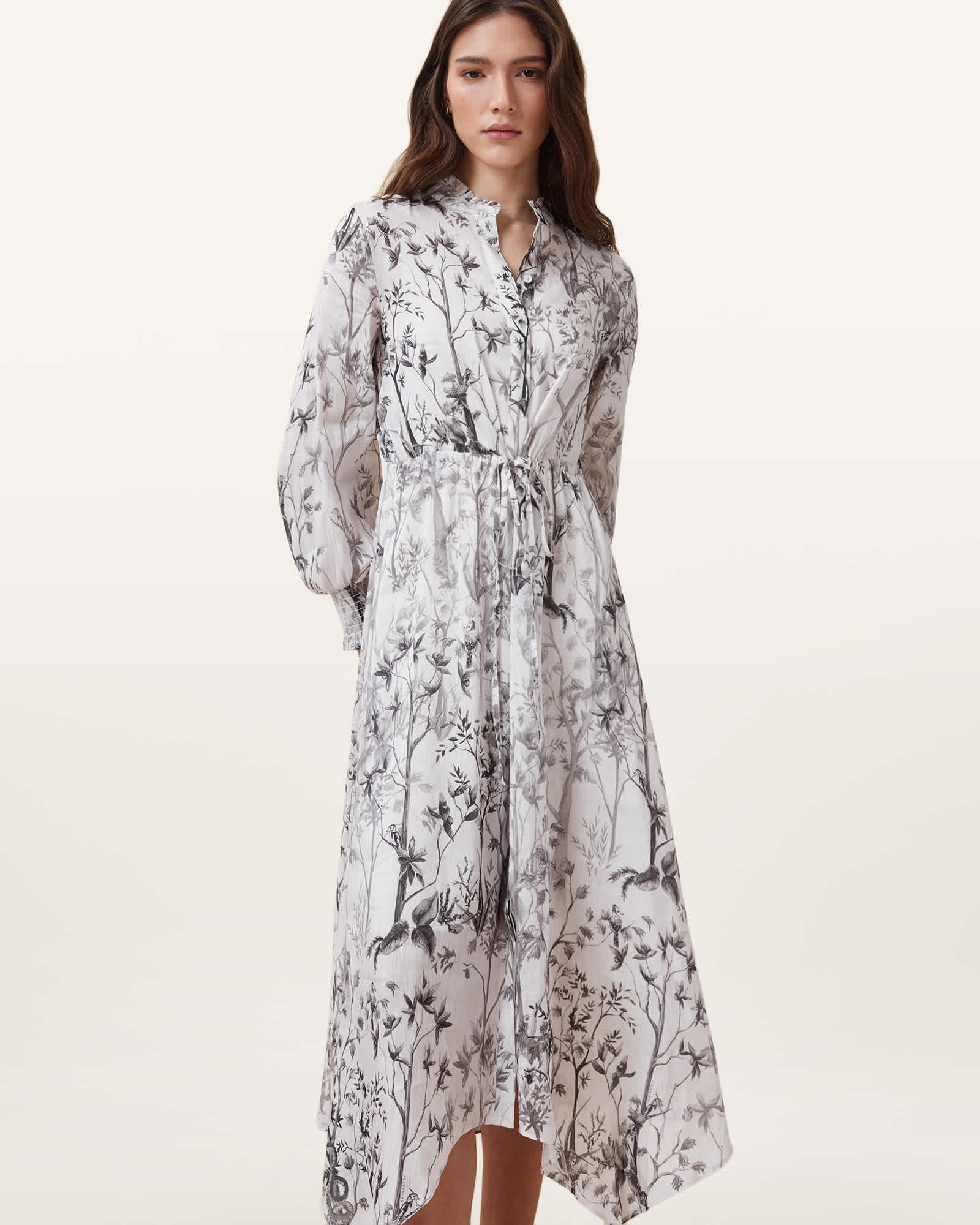 AllSaints Skylar Long Sleeve Maxi Dress,, Rise Ecru White