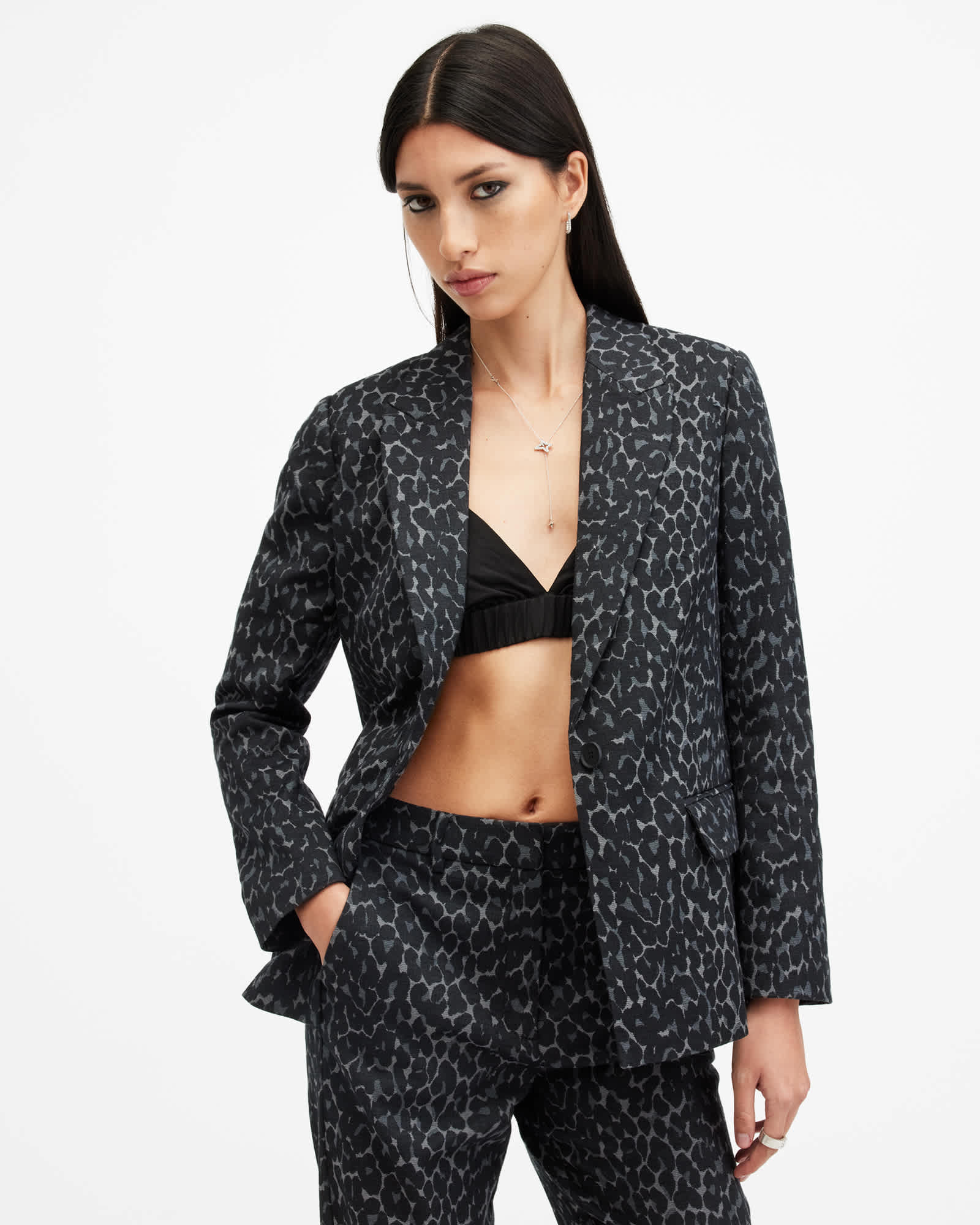 Allsaints Women's Aurora Leopard Jacquard Blazer - Size  14