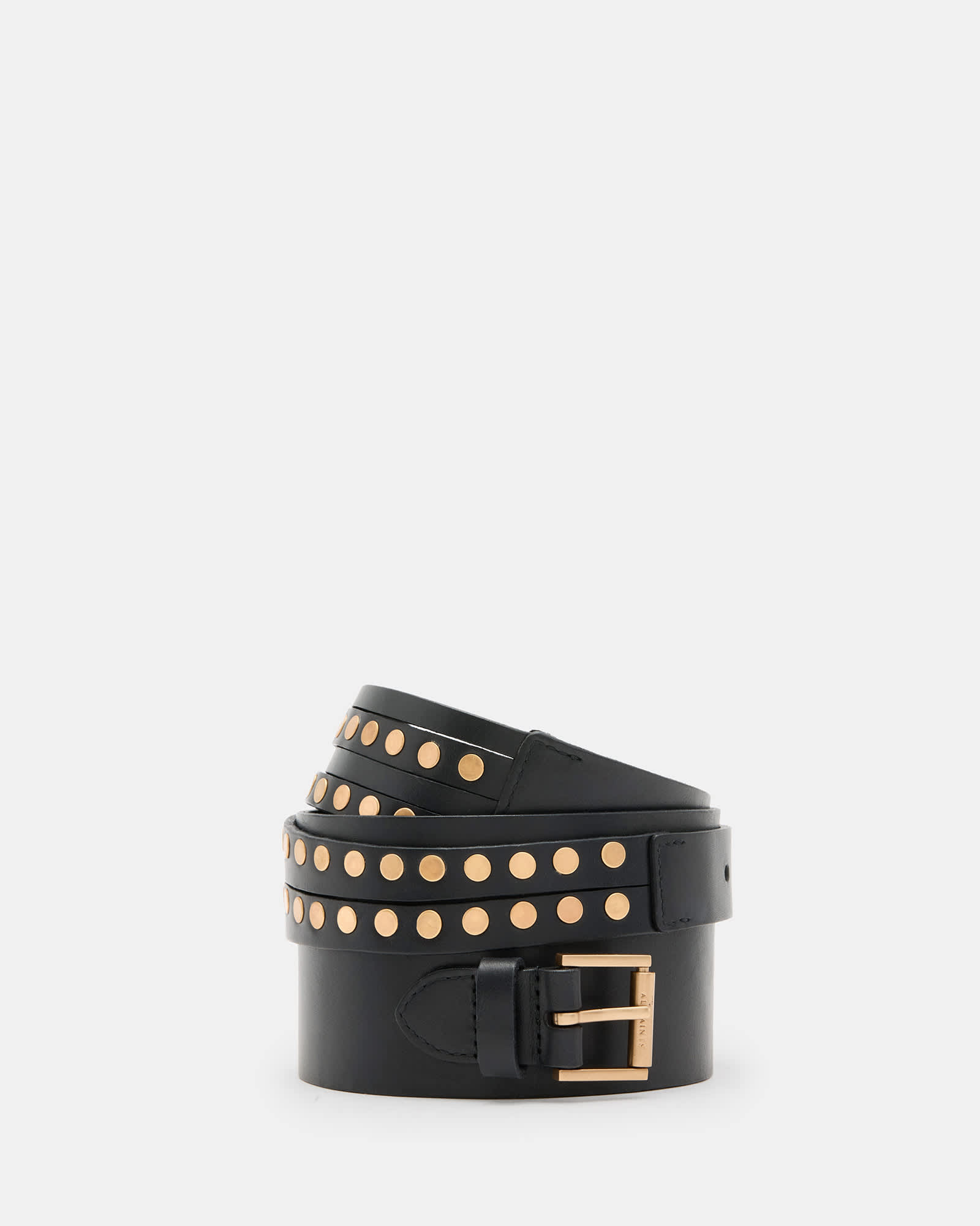 Allsaints Women's Gold Leonie Wide Studded Leather Belt - Size  Xs