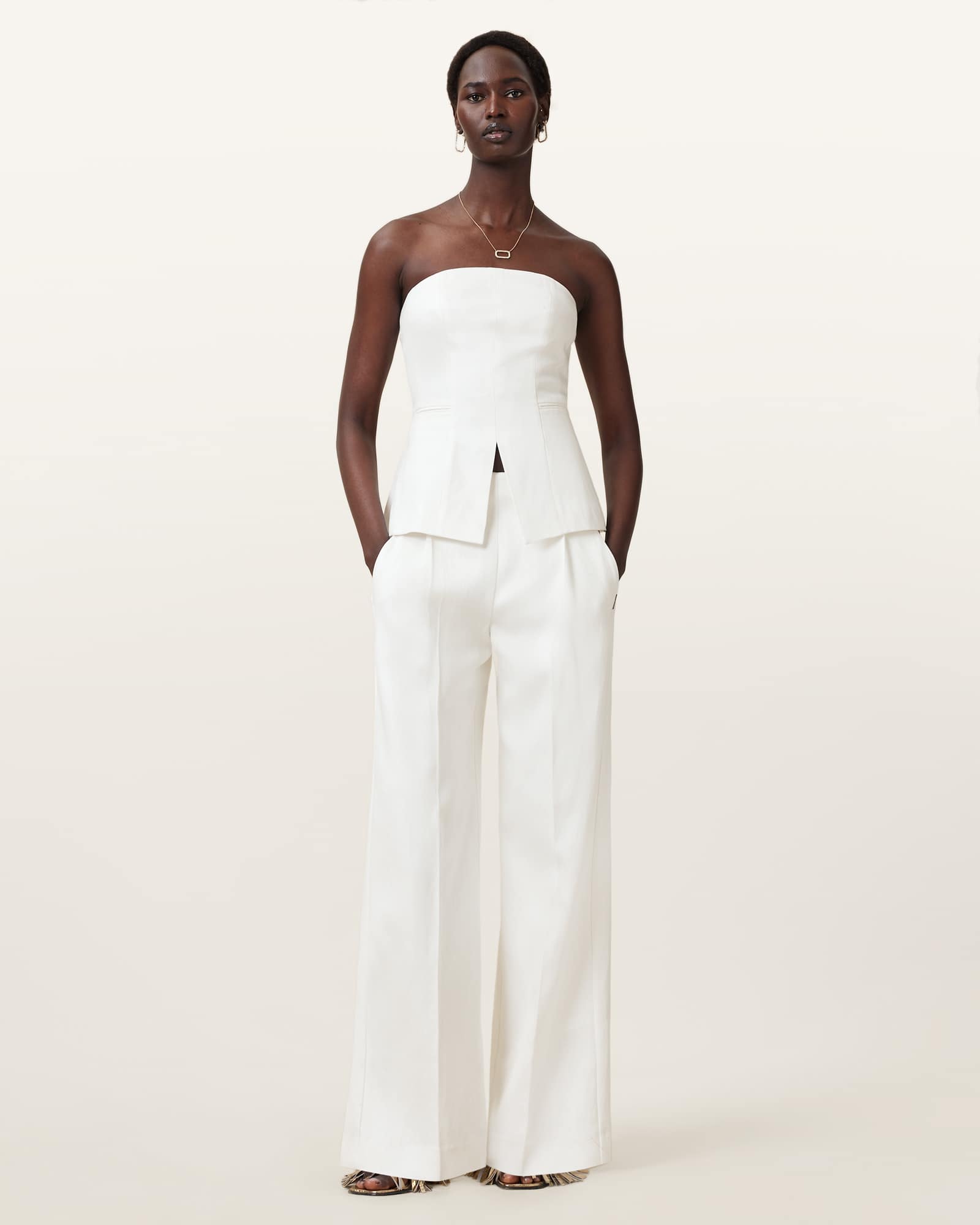 Allsaints Women's Bonnie Tailored Wide-Leg Linen Blend Trousers - Size  14