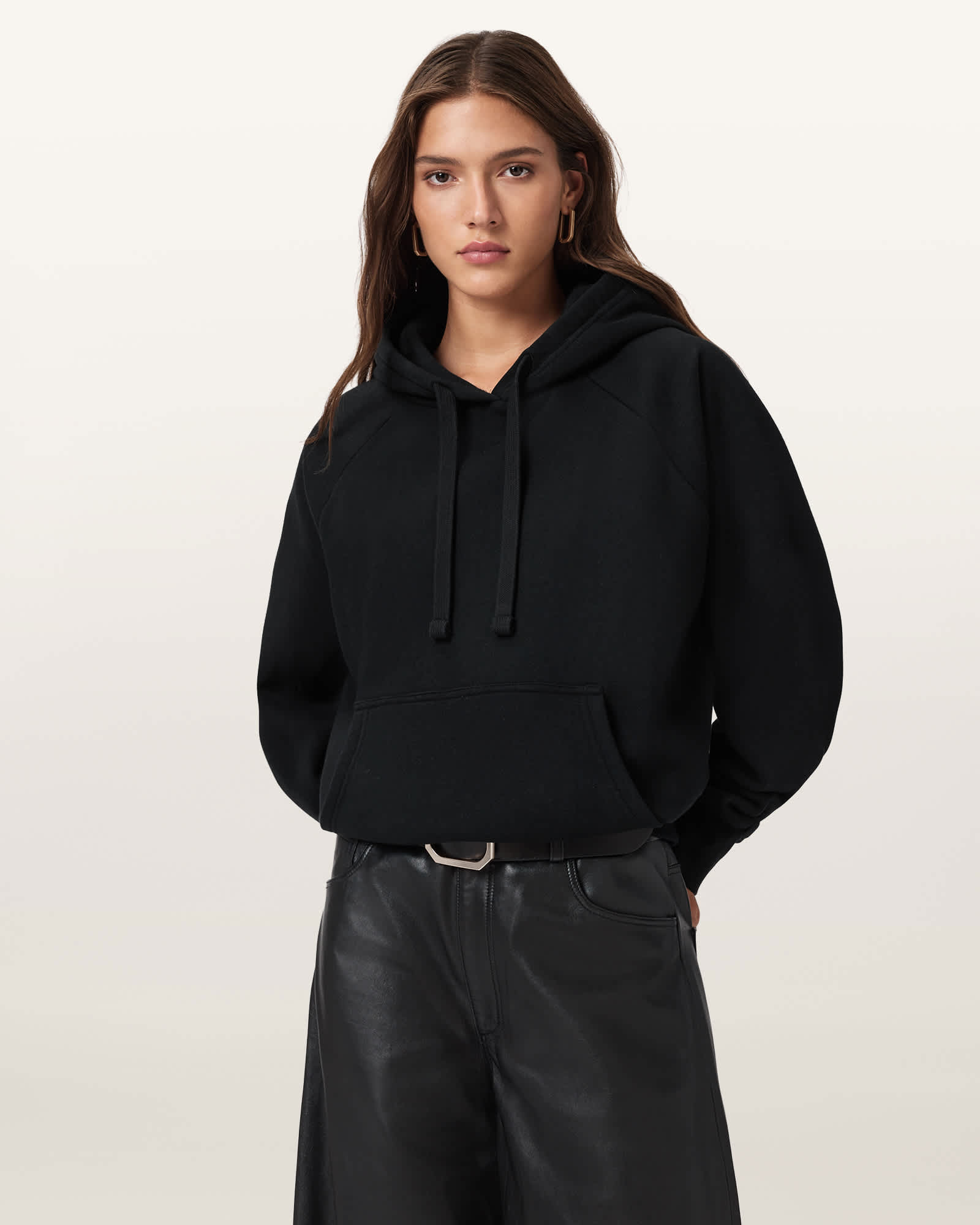 AllSaints Women's Cotton Talon Underground Sequin Oversized Hoodie, Size: XS