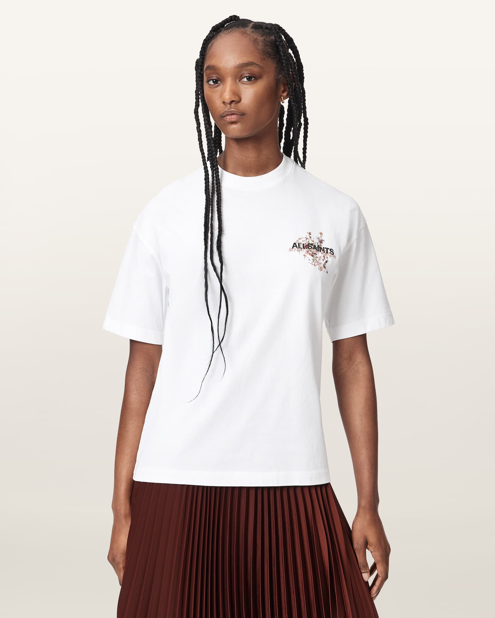 Allsaints Women's White Valen Oversized Etta Cotton T-Shirt - Size  Xs