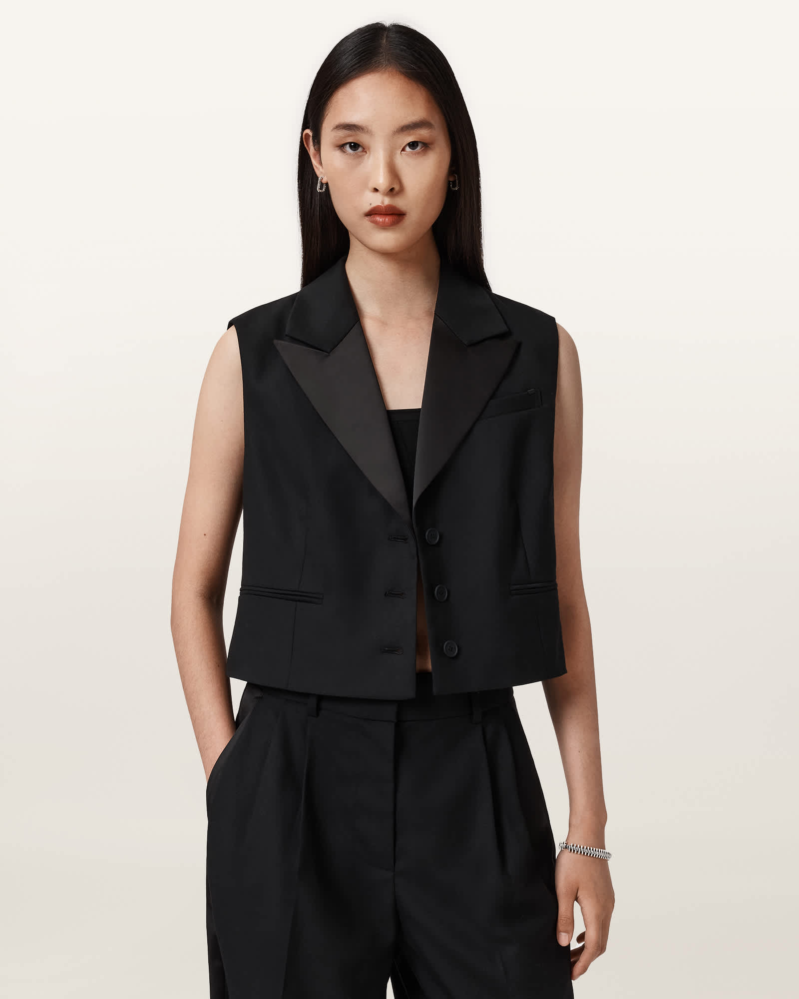 Allsaints Women's Noa Single Breasted Waistcoat - Size  14