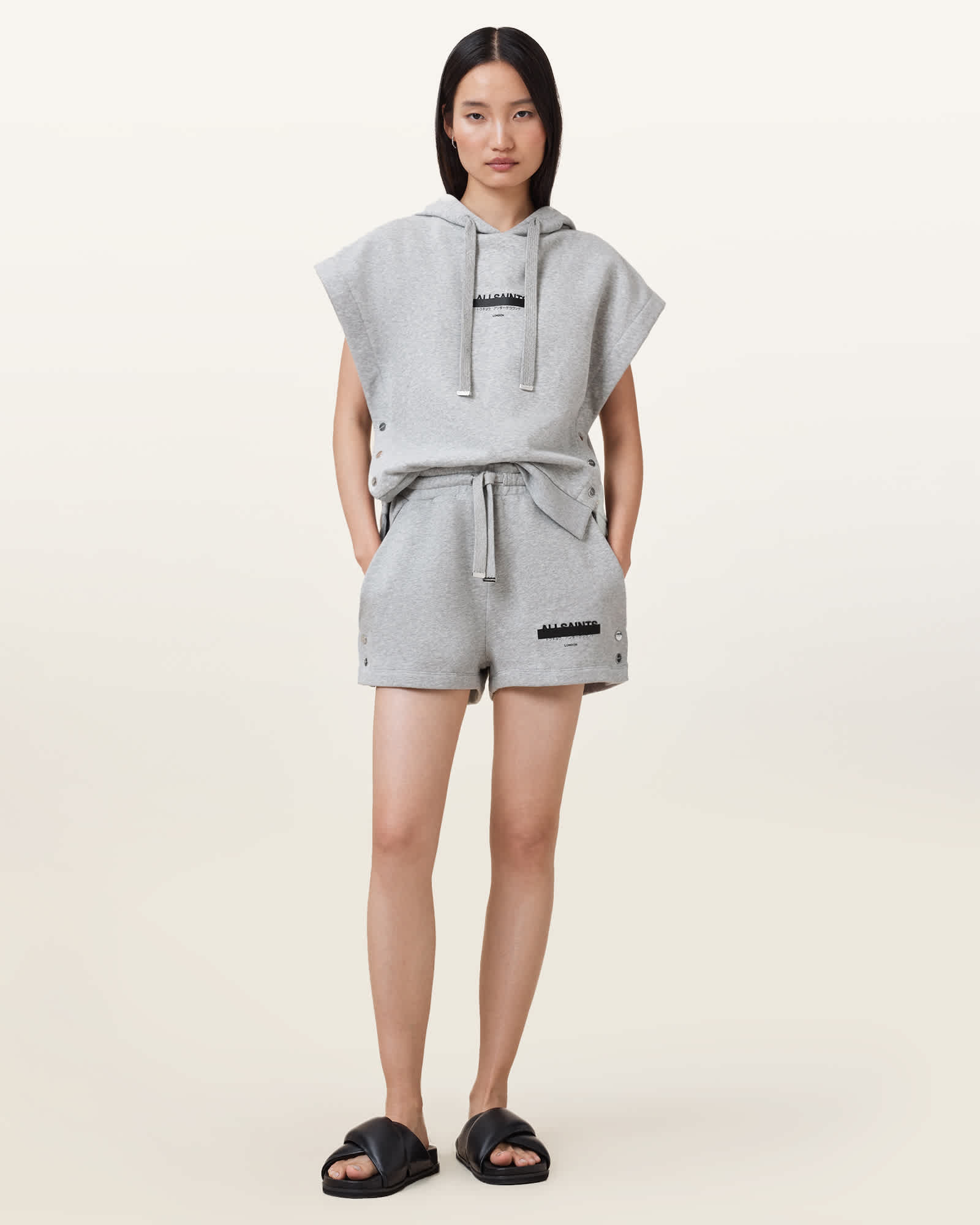 AllSaints Cotton Sorri Redact Logo Sweat Shorts