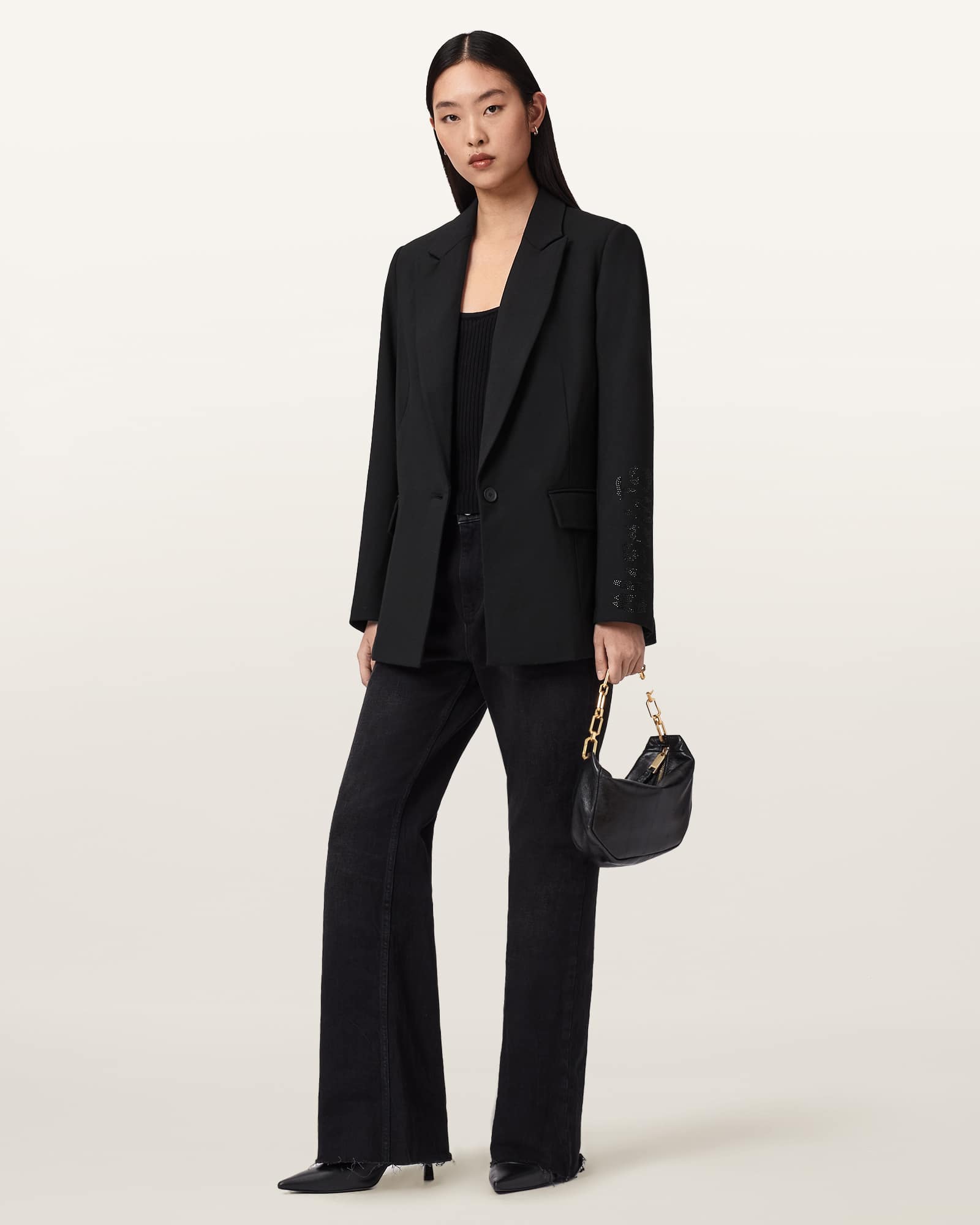 AllSaints Wool/Alpaca Ottie Relaxed Skull Blazer, Size: UK 8/US 4