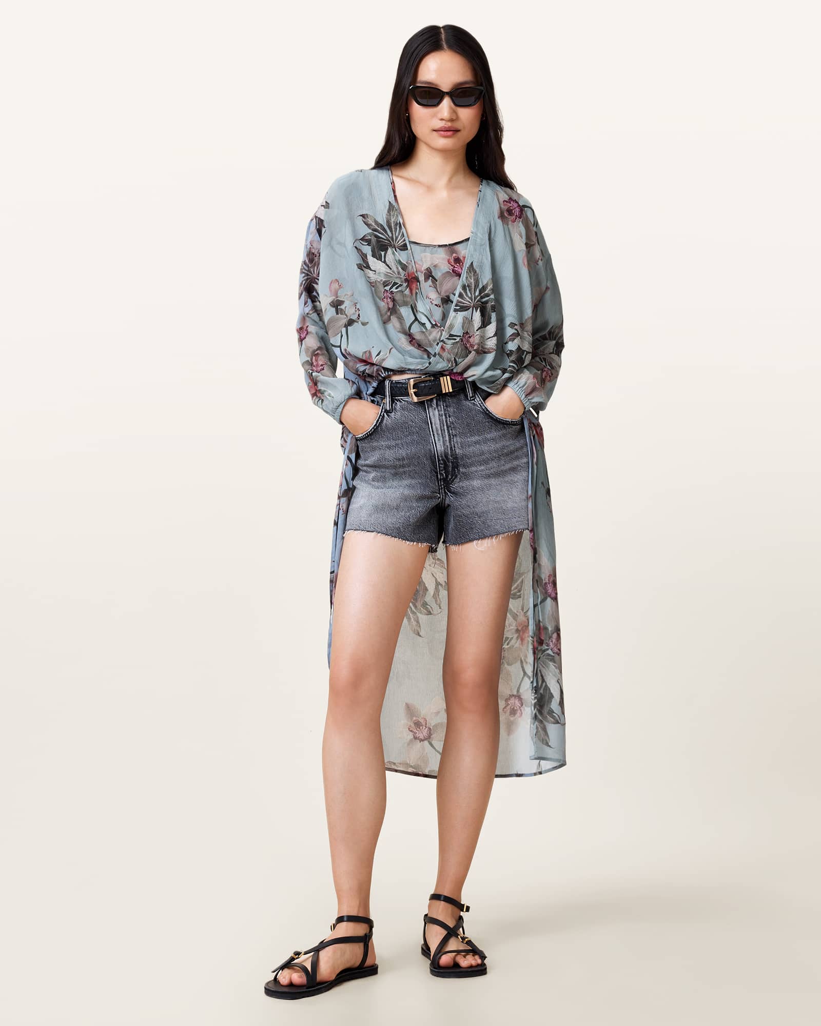 Allsaints Women's Avala High Low Floral Wrap Top - Size  8