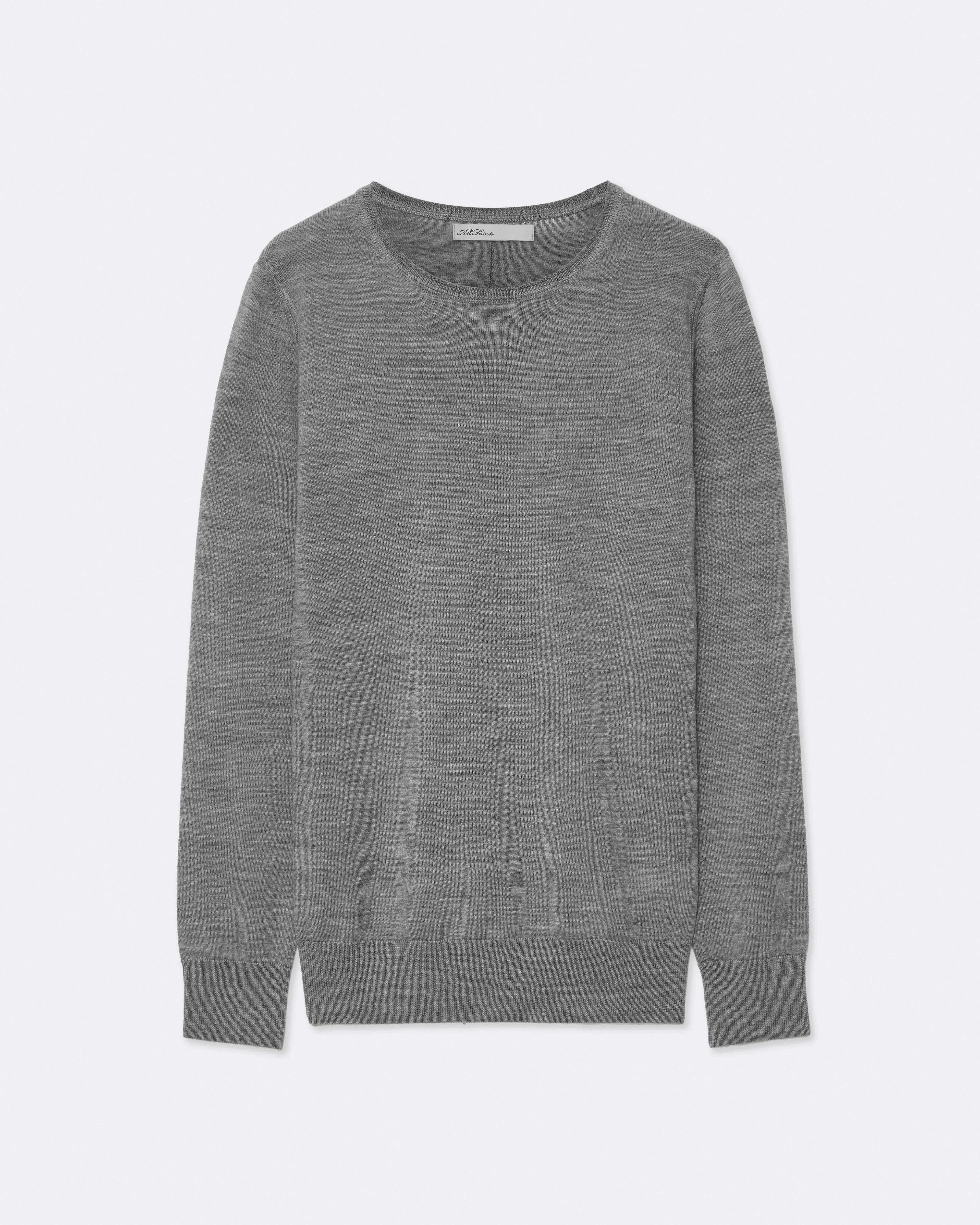 Allsaints Women's Coyte Merino Wool Crew-Neck Jumper Grey Size L