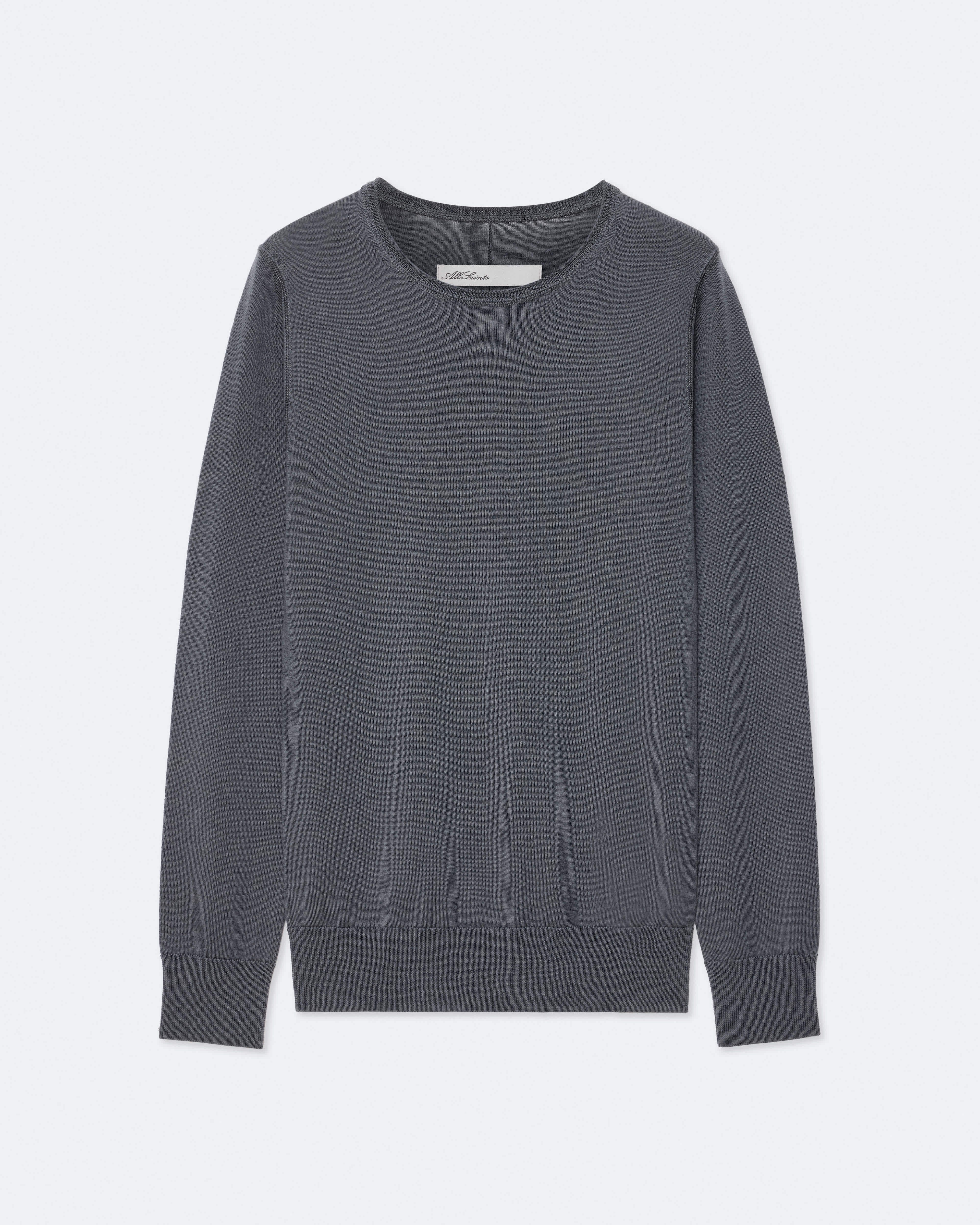 AllSaints Women's Coyte Merino Wool Crew-Neck Sweater, Blue, Size: M