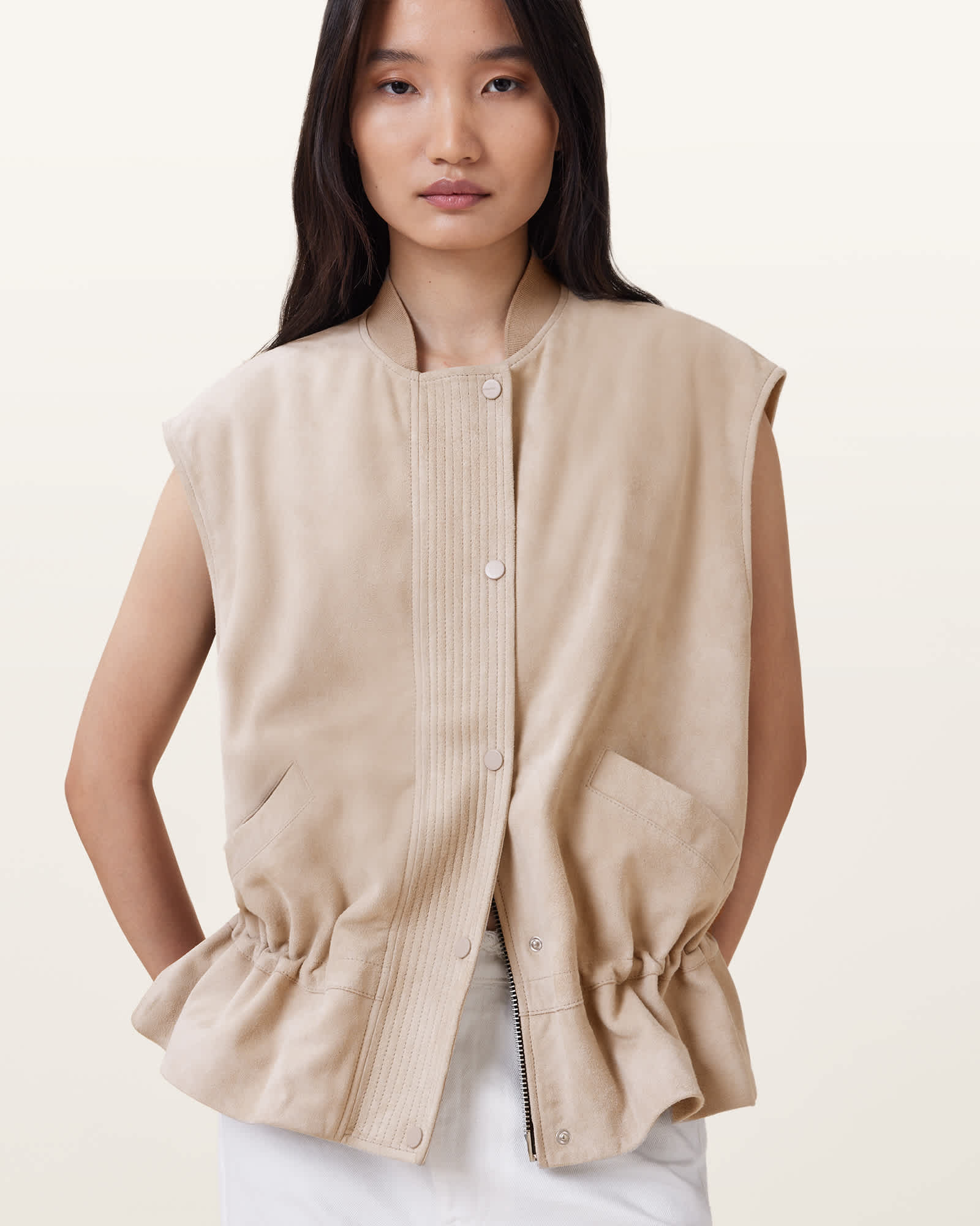 AllSaints Women's Sofi Relaxed Fit Leather Gilet