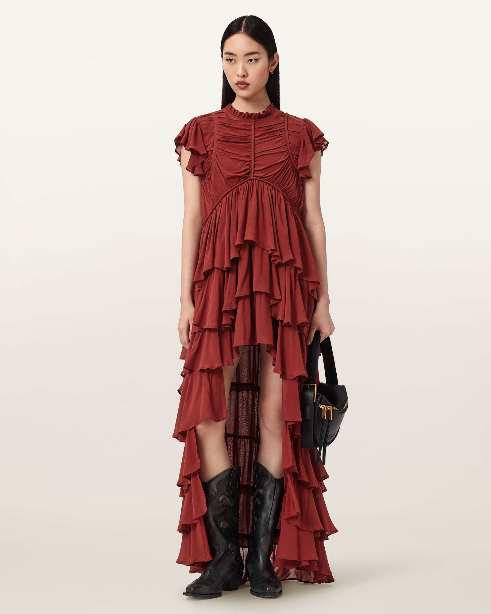 Allsaints Women's Shaela Ruffled Maxi Dress - Size  8