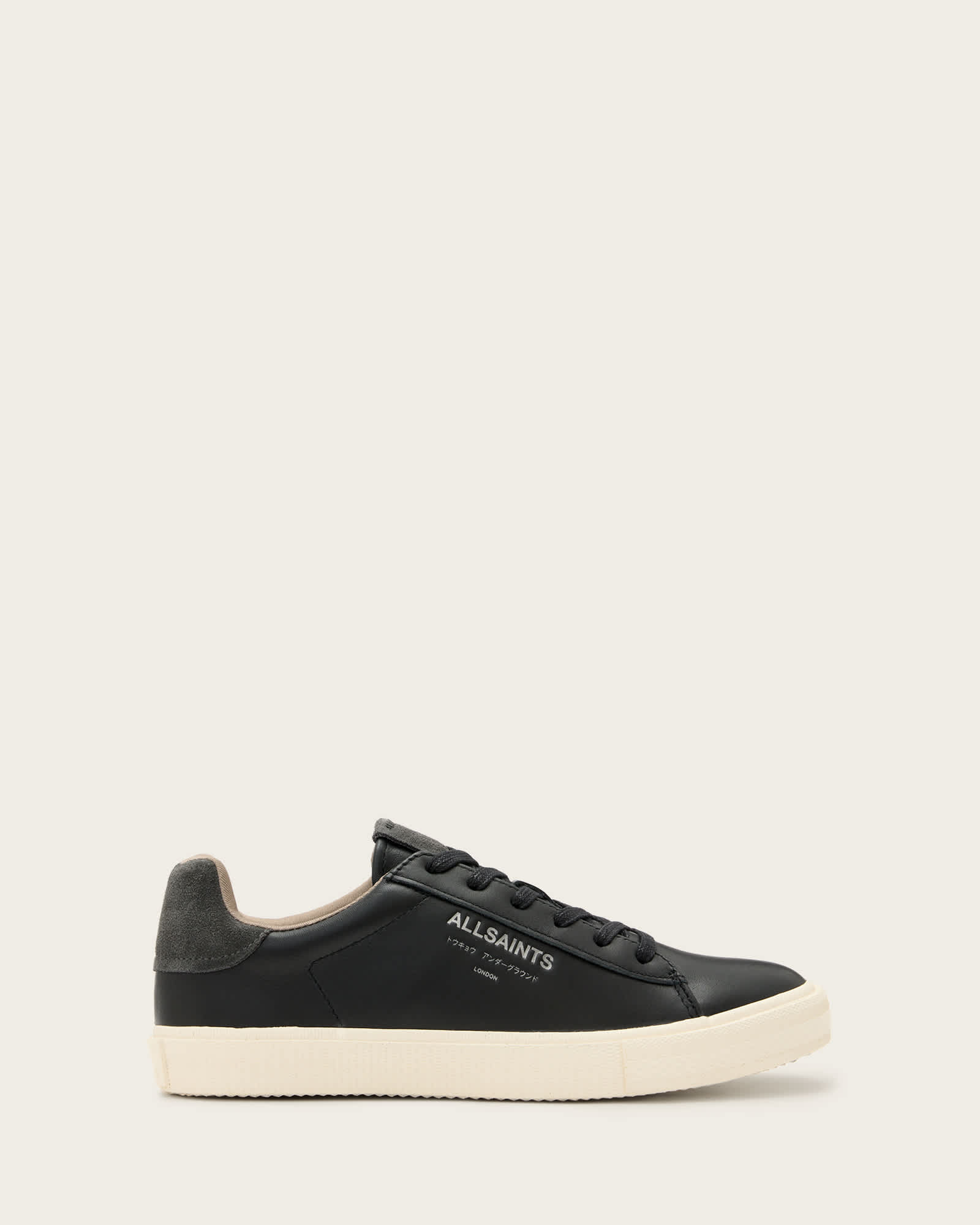 AllSaints Underground Leather Low Top Trainers,, Black/Grey
