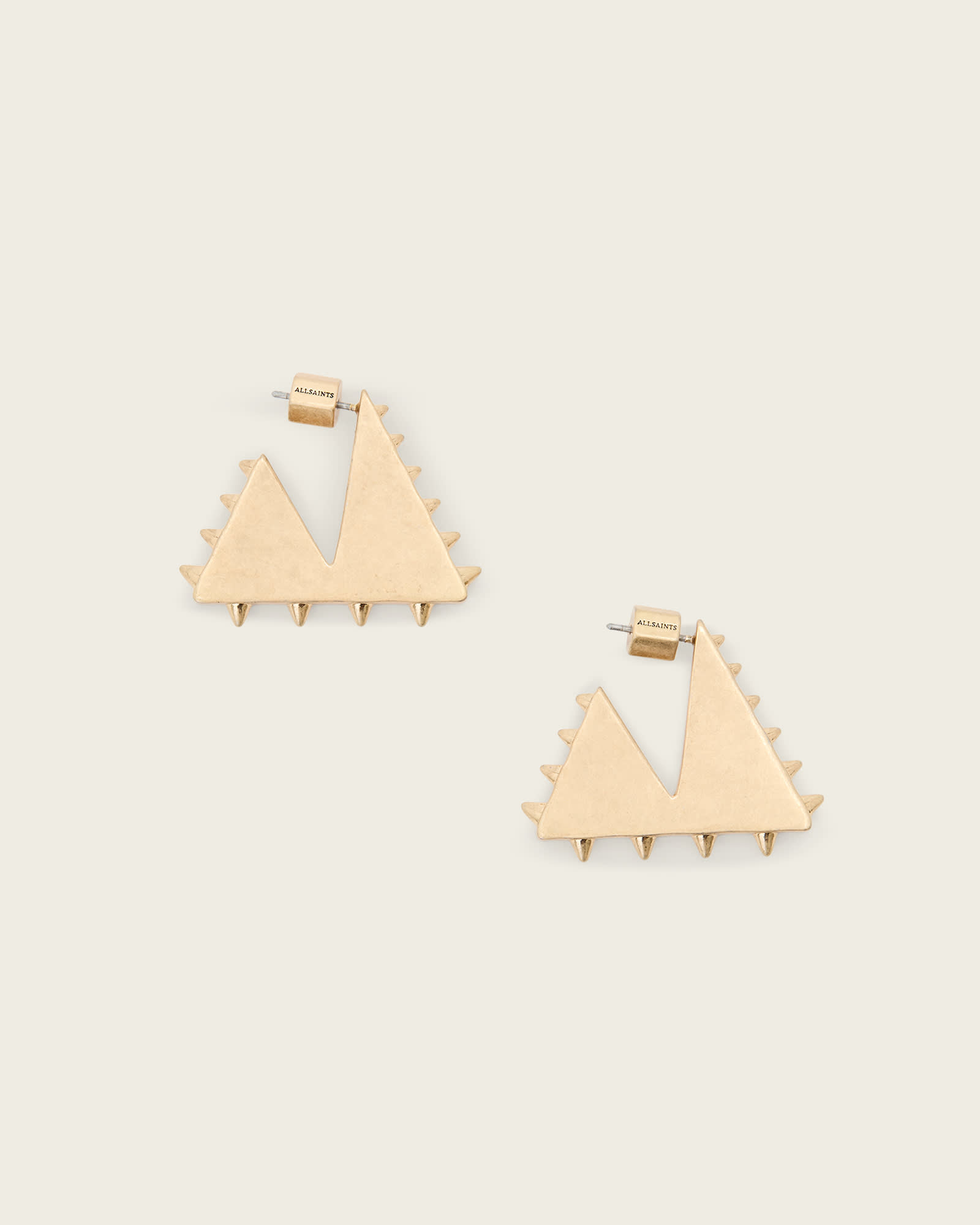 AllSaints Mae Spike Small Earrings,, Warm Brass