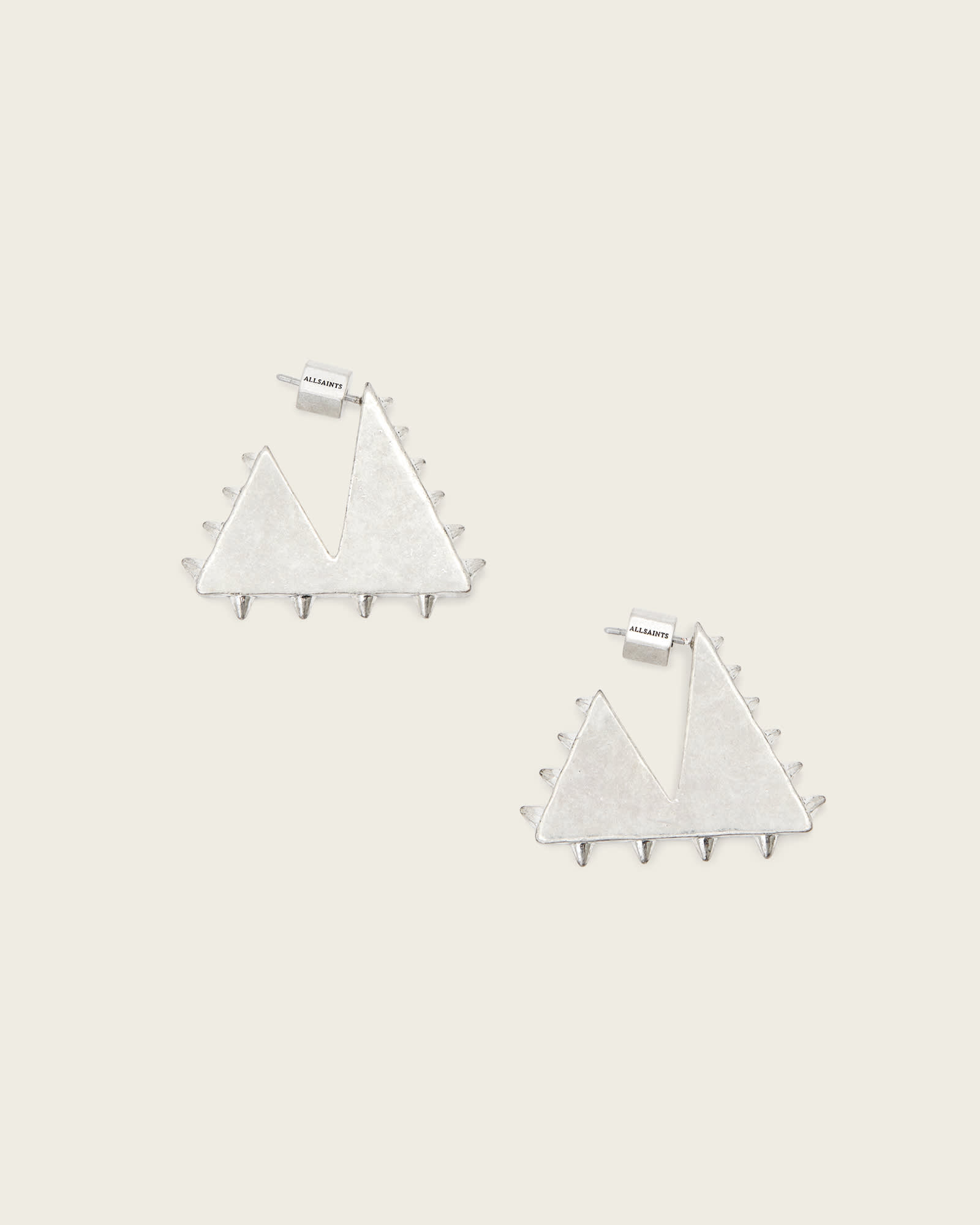 AllSaints Mae Spike Small Earrings,, Warm Silver