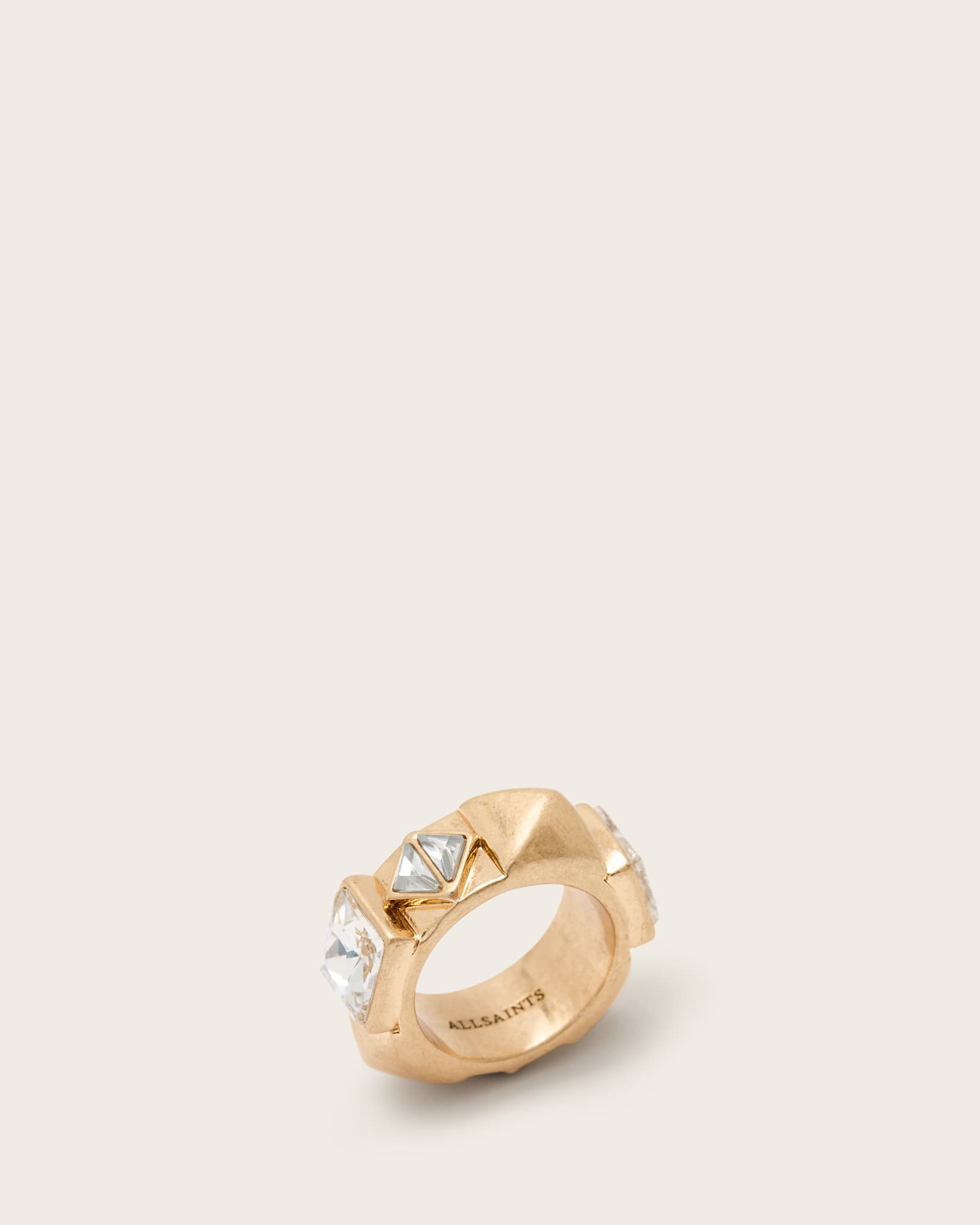 AllSaints Elora Embellished Ring,, Warm Brass