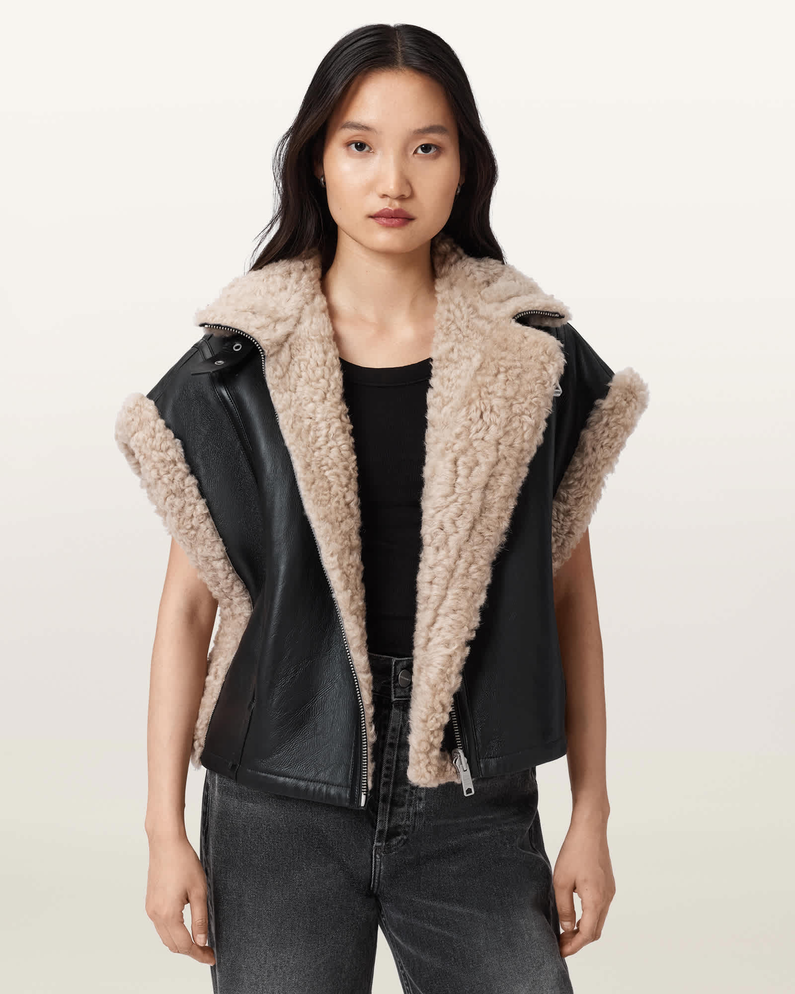 AllSaints Marlin Reversible Shearling Gilet
