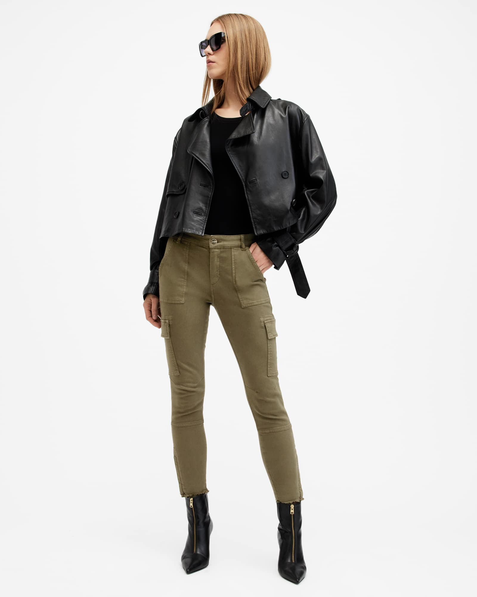 Allsaints Women's Duran Skinny Denim Cargo Jeans - Size  25