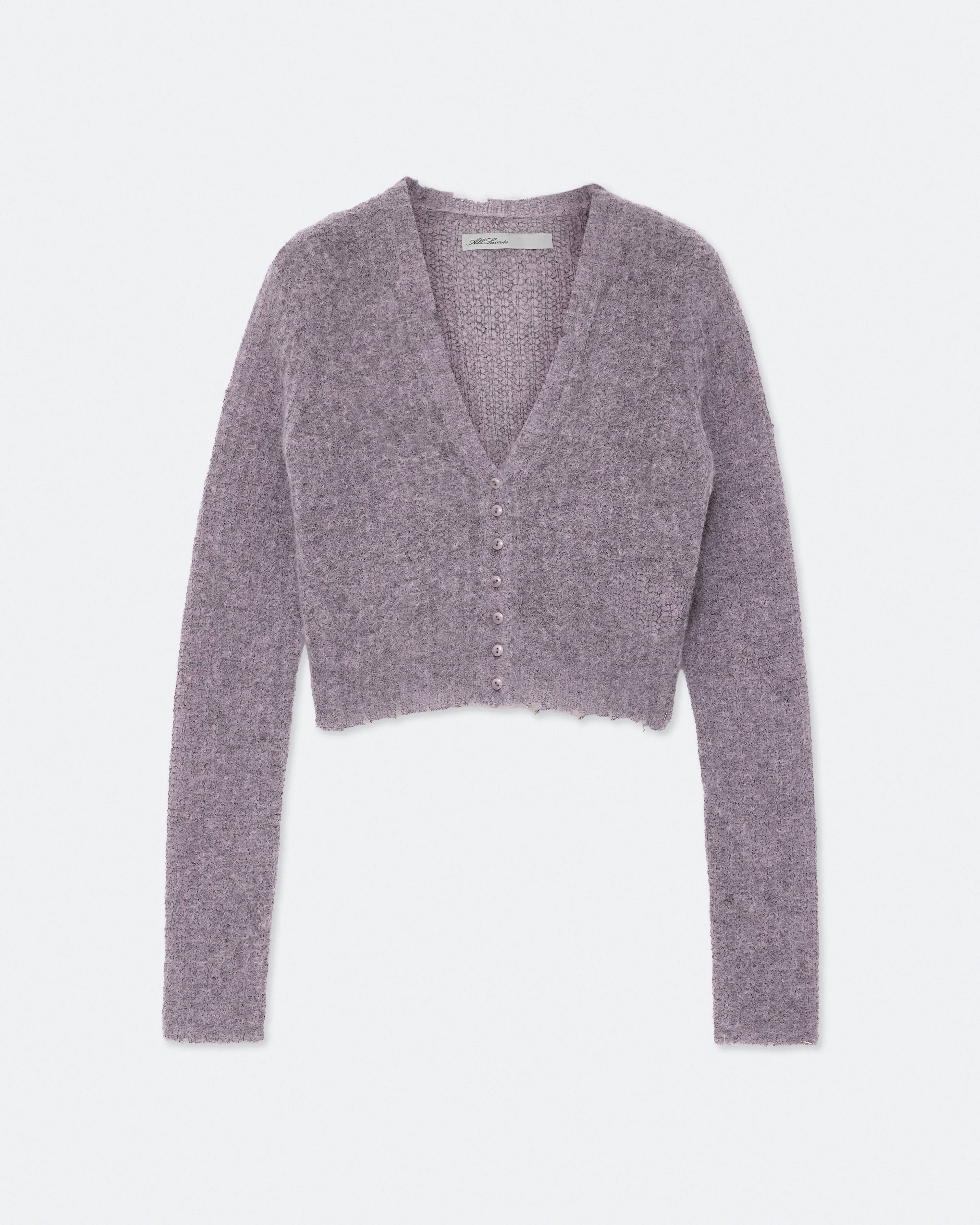AllSaints Women's Mabel Cropped Cardigan, Purple, Size: L