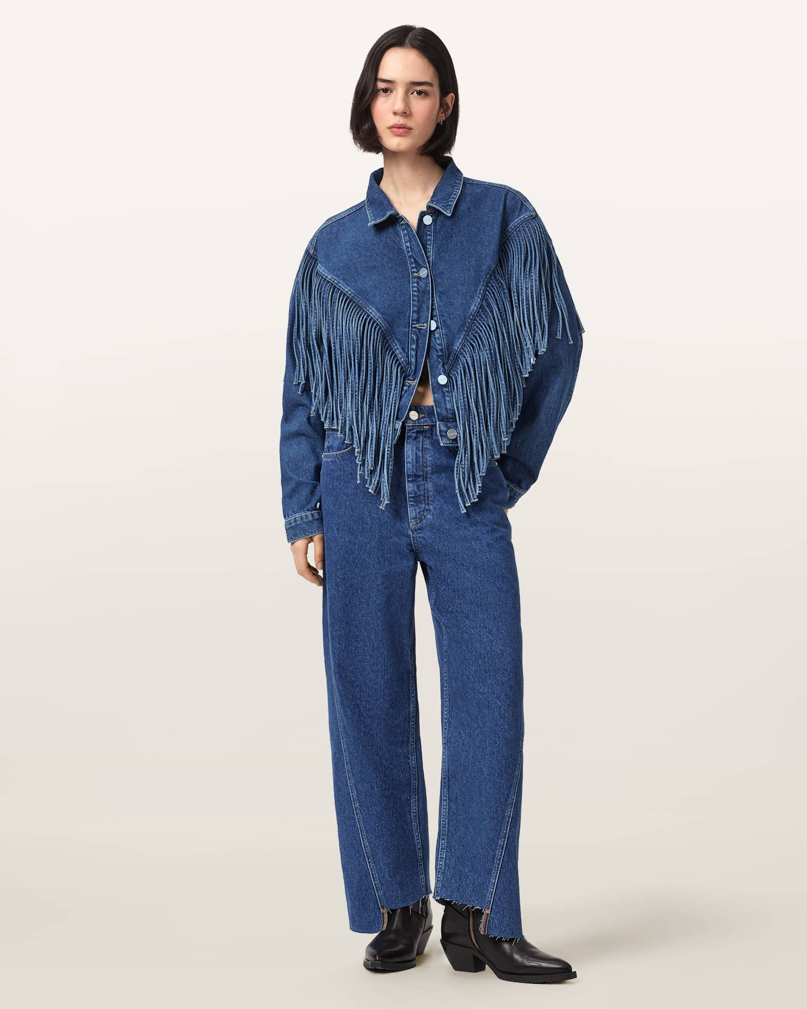 AllSaints Cotton Fox Loose Fit Denim Jeans, Size: 29