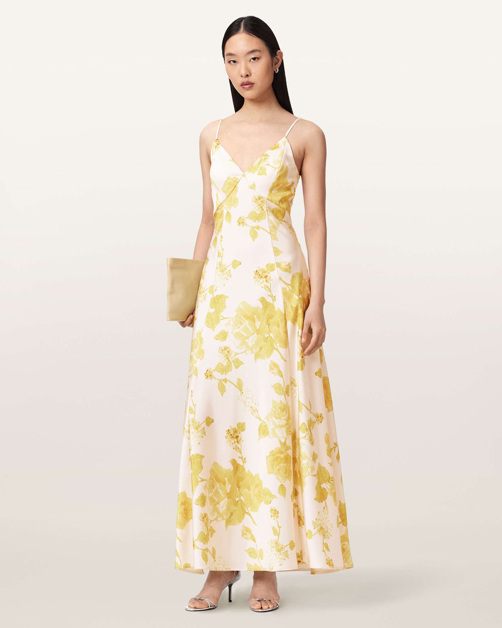 Allsaints Women's Yellow Irina Floral Slip Dress - Size  6